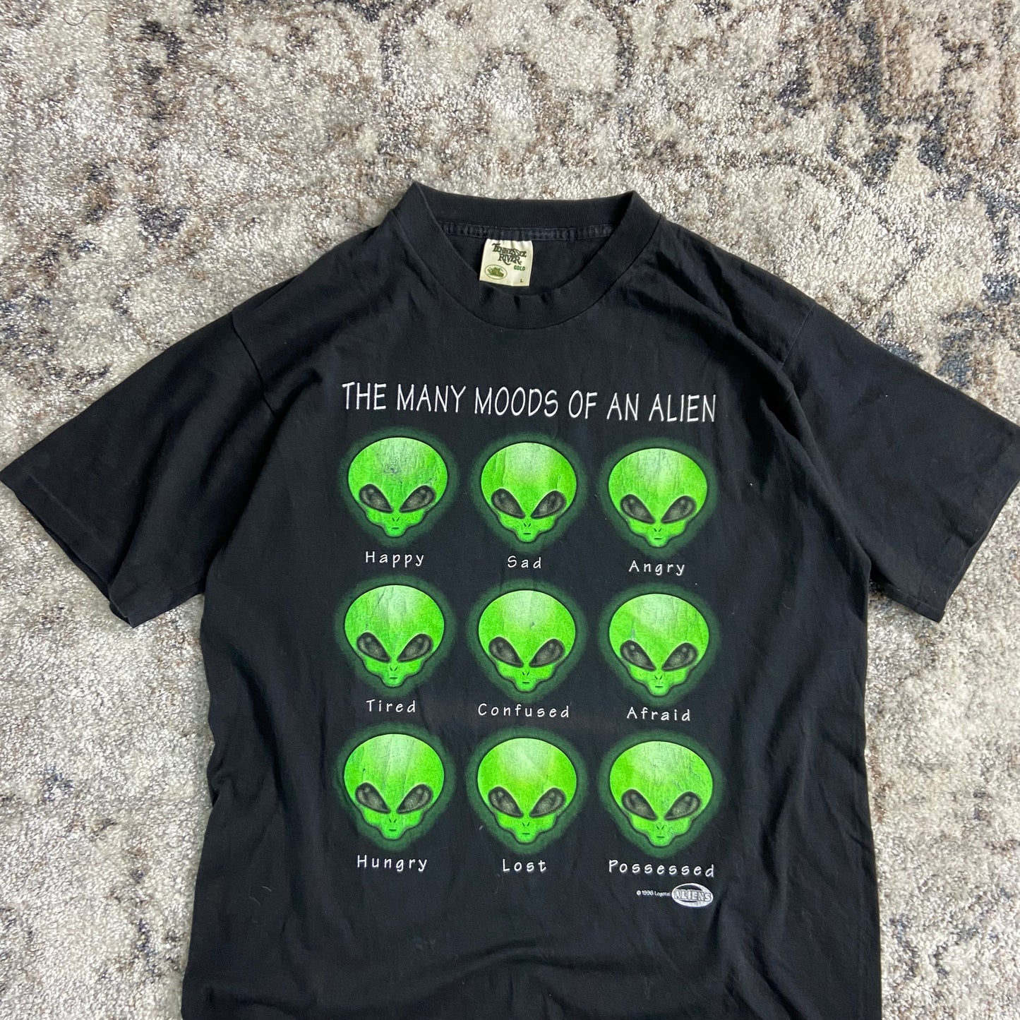ALIEN MOODS 1990s FLUORESCENT PRINT SINGLE STITCH TEE