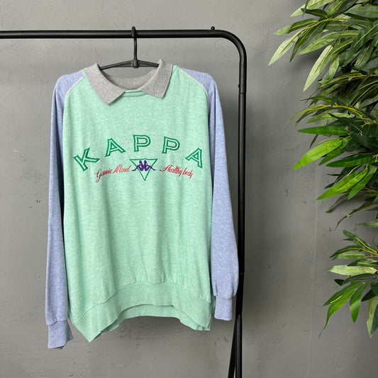 1980s KAPPA BIG LOGO DOUBLE NECK SWEATSHIRT