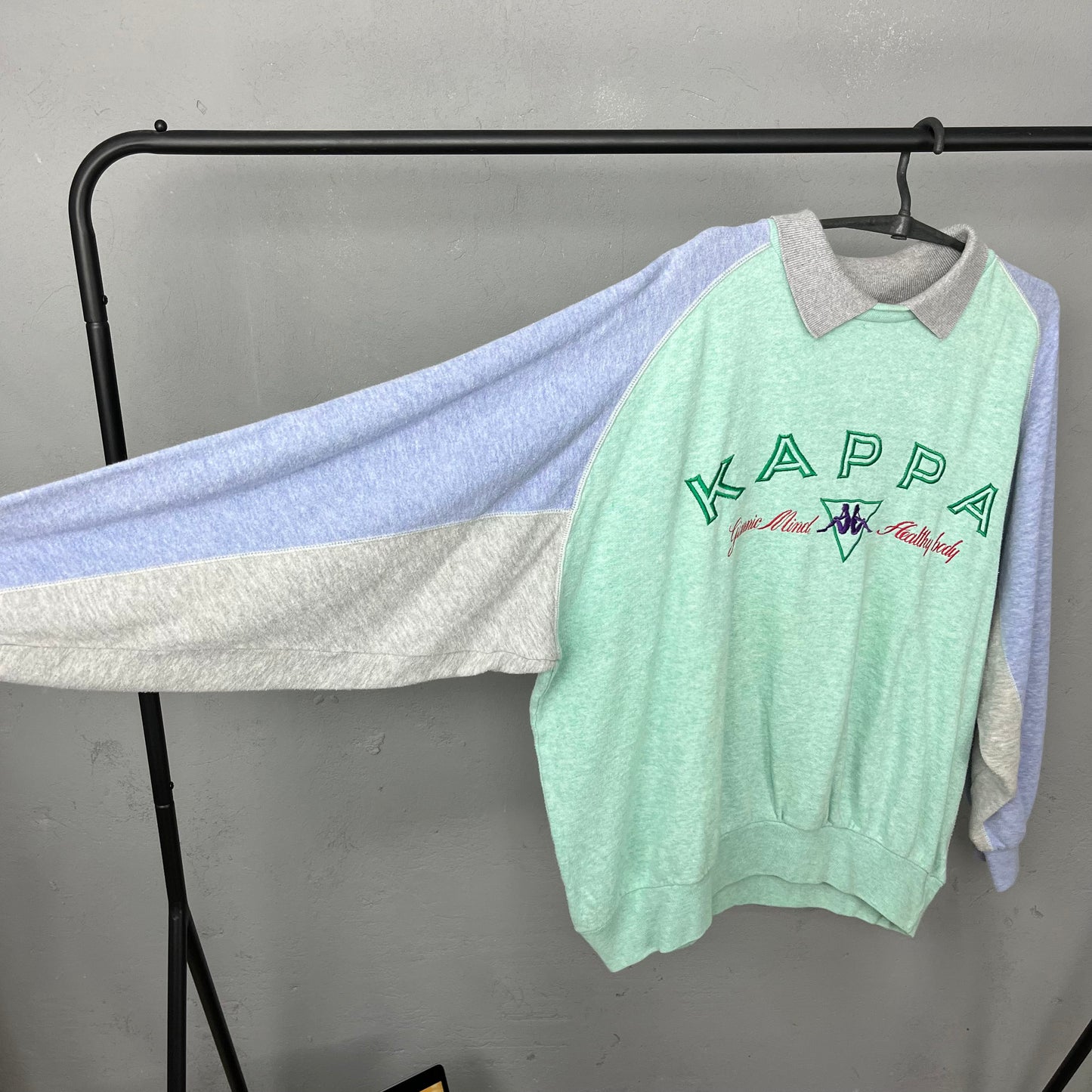 1980s KAPPA BIG LOGO DOUBLE NECK SWEATSHIRT