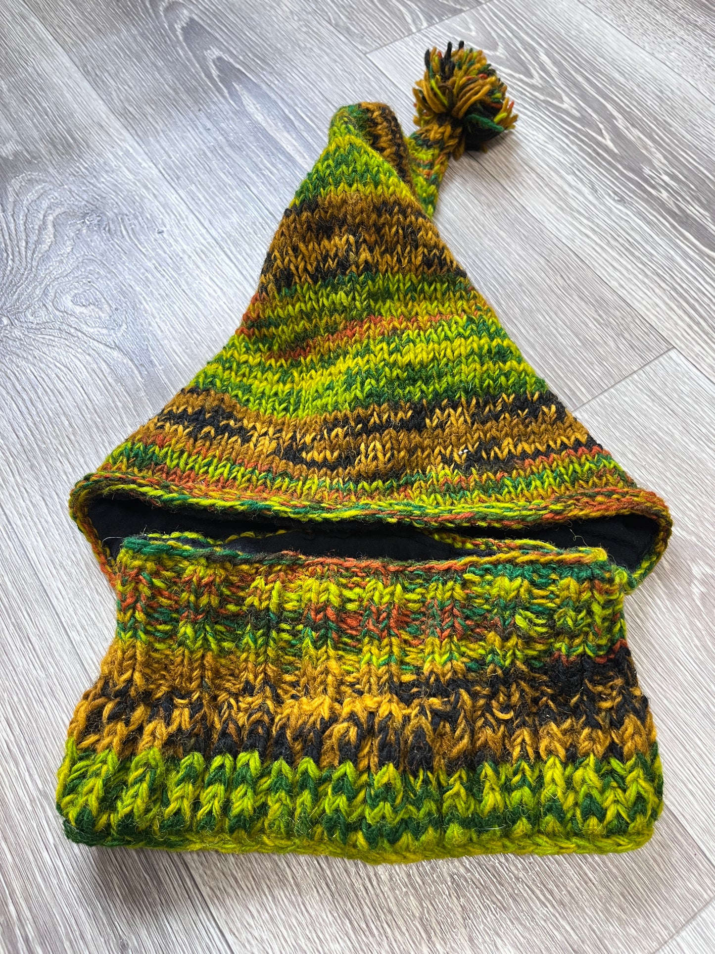 HANDMADE KNITTЕD PIXIE BALACLAVA POINTY ELF HOOD HAT