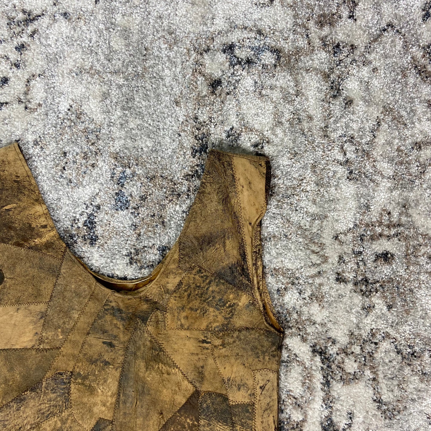 HAND CRAFTED RECYCLE LEATHER HAND-DYED PATCHWORK VEST