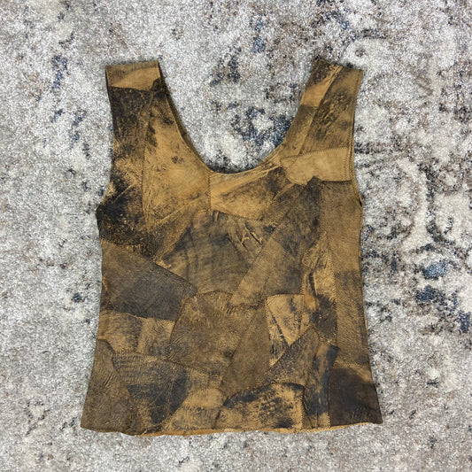 HAND CRAFTED RECYCLE LEATHER HAND-DYED PATCHWORK VEST