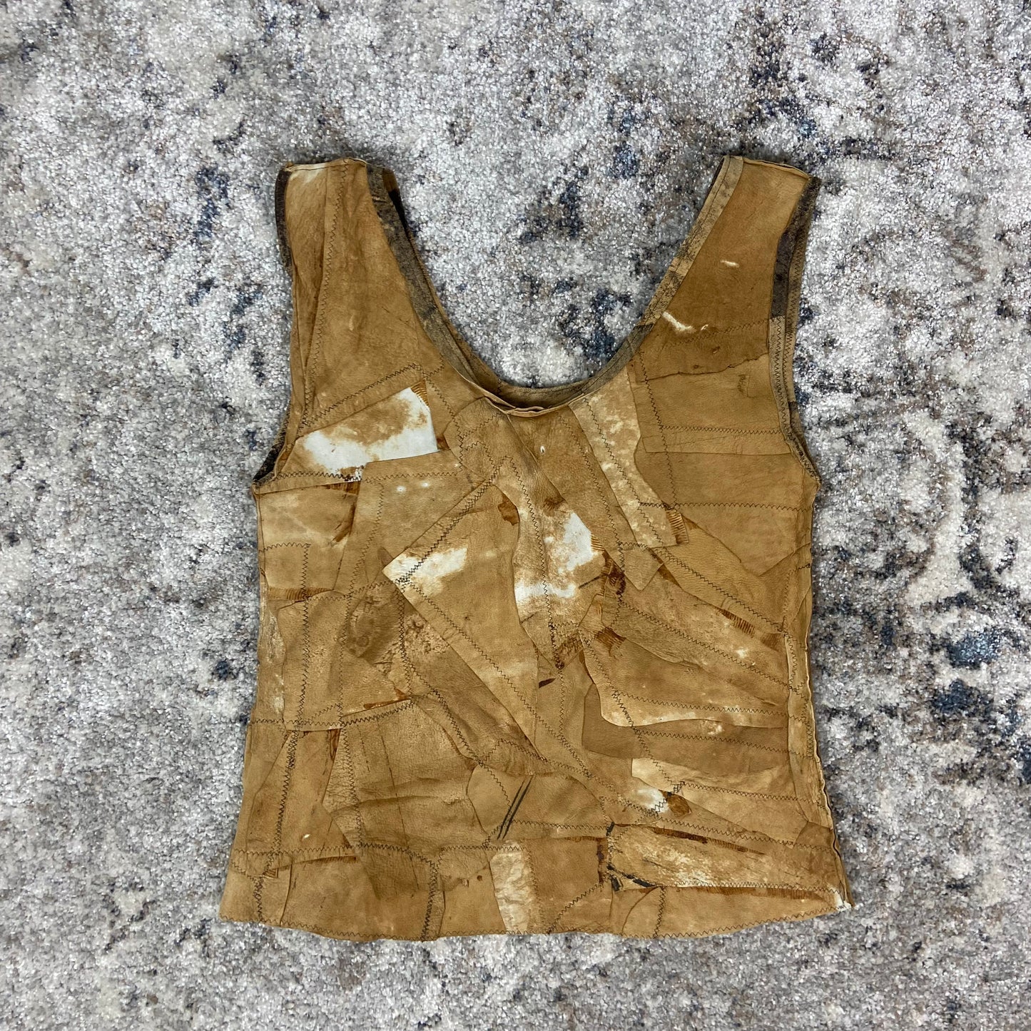 HAND CRAFTED RECYCLE LEATHER HAND-DYED PATCHWORK VEST