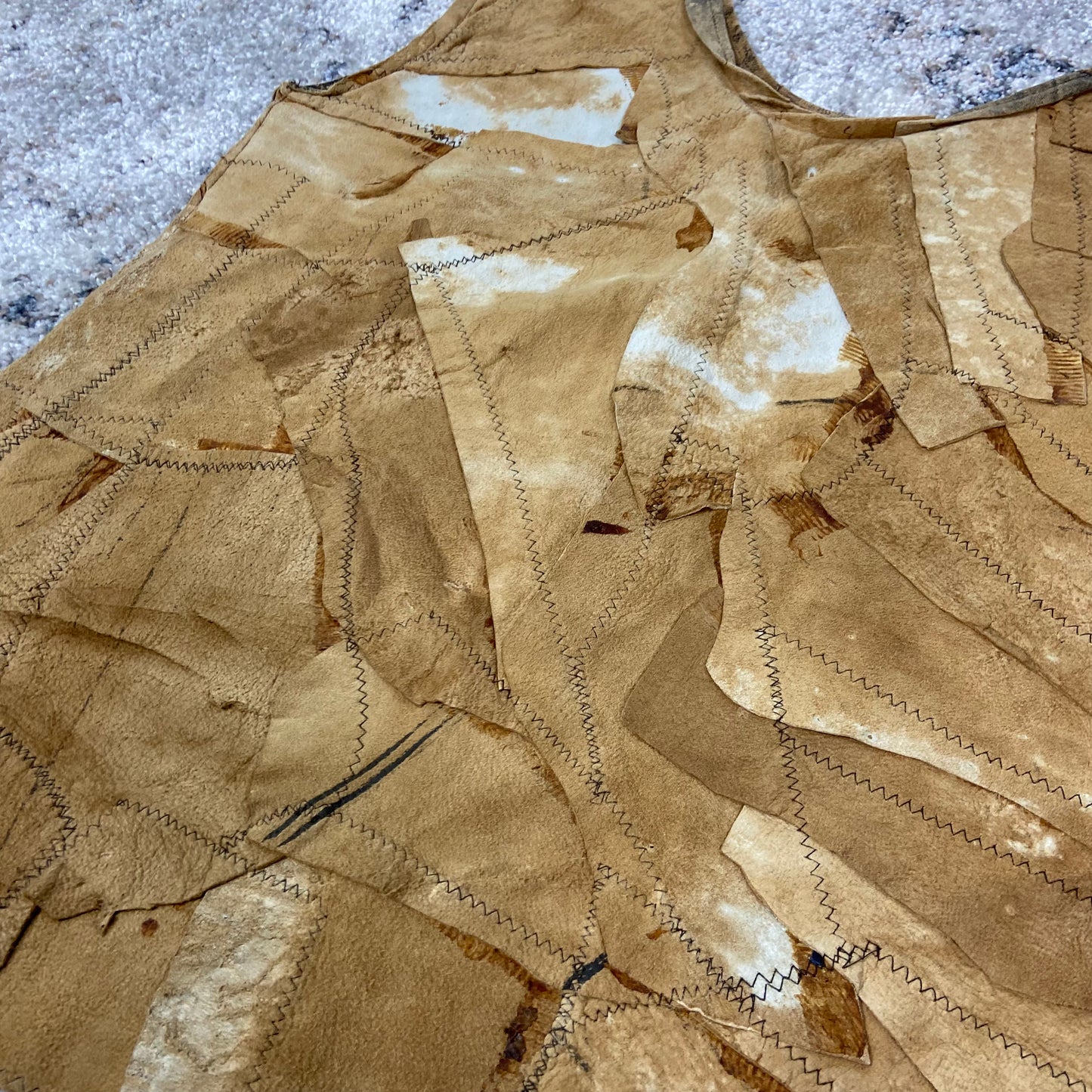 HAND CRAFTED RECYCLE LEATHER HAND-DYED PATCHWORK VEST