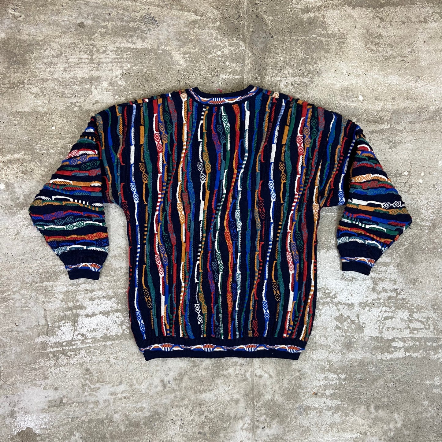 1980s MEEROO AUSTRALIA MERINO WOOL 3D PATTERN CARDIGAN