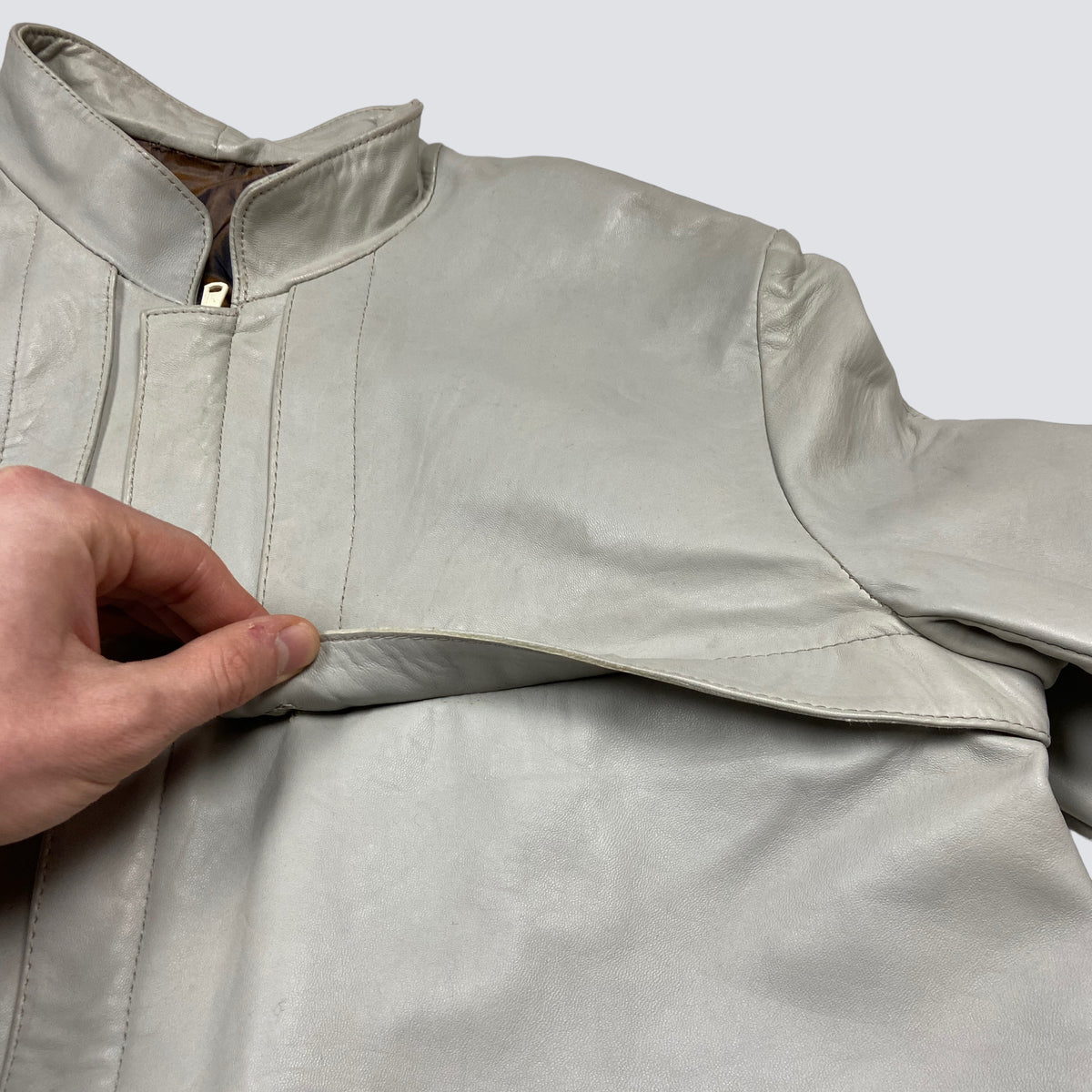 1990s VINTAGE MINIMALISTIC ARCHIVE ECO LEATHER JACKET