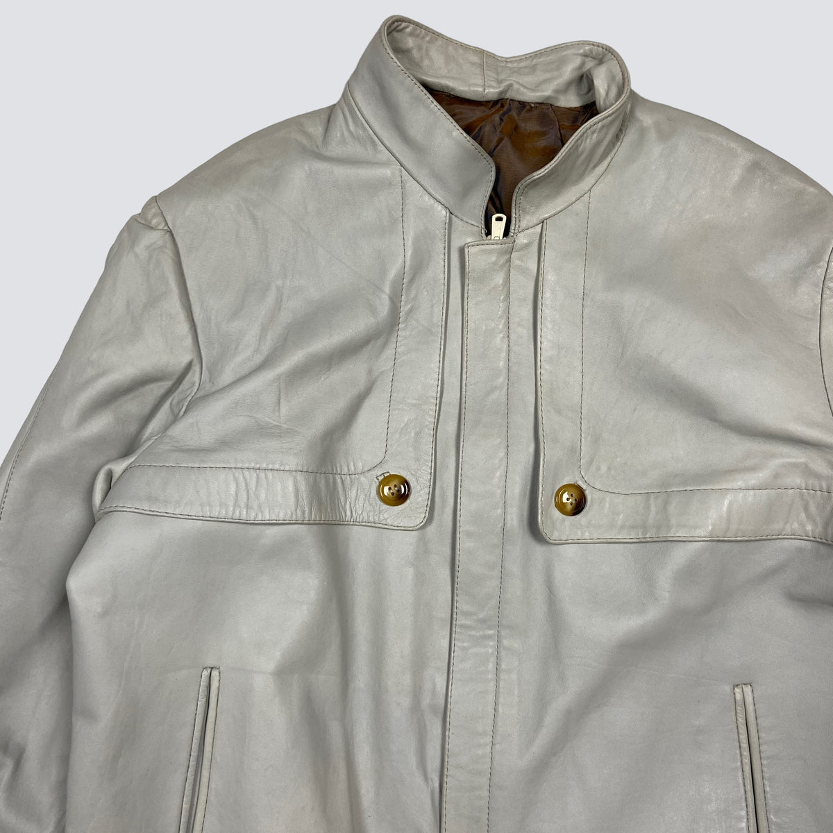 1990s VINTAGE MINIMALISTIC ARCHIVE ECO LEATHER JACKET