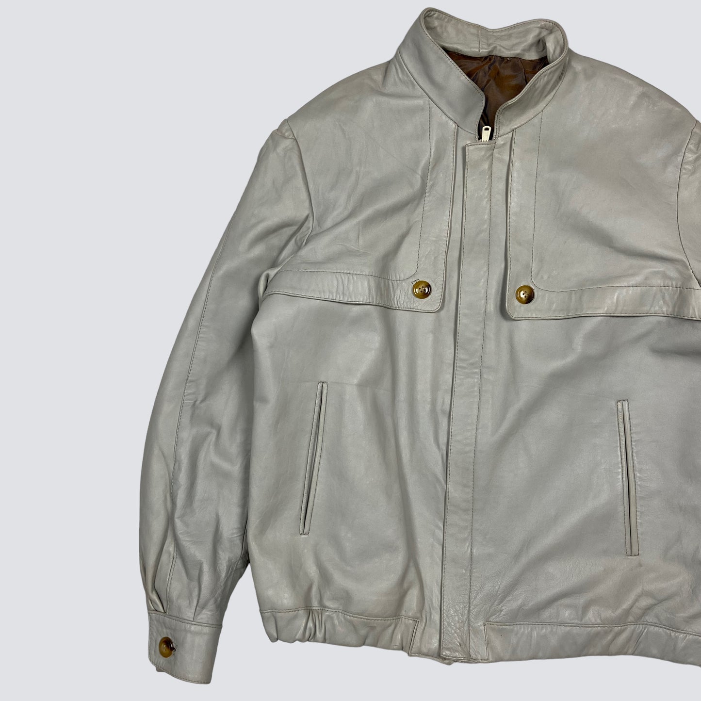 1990s VINTAGE MINIMALISTIC ARCHIVE ECO LEATHER JACKET
