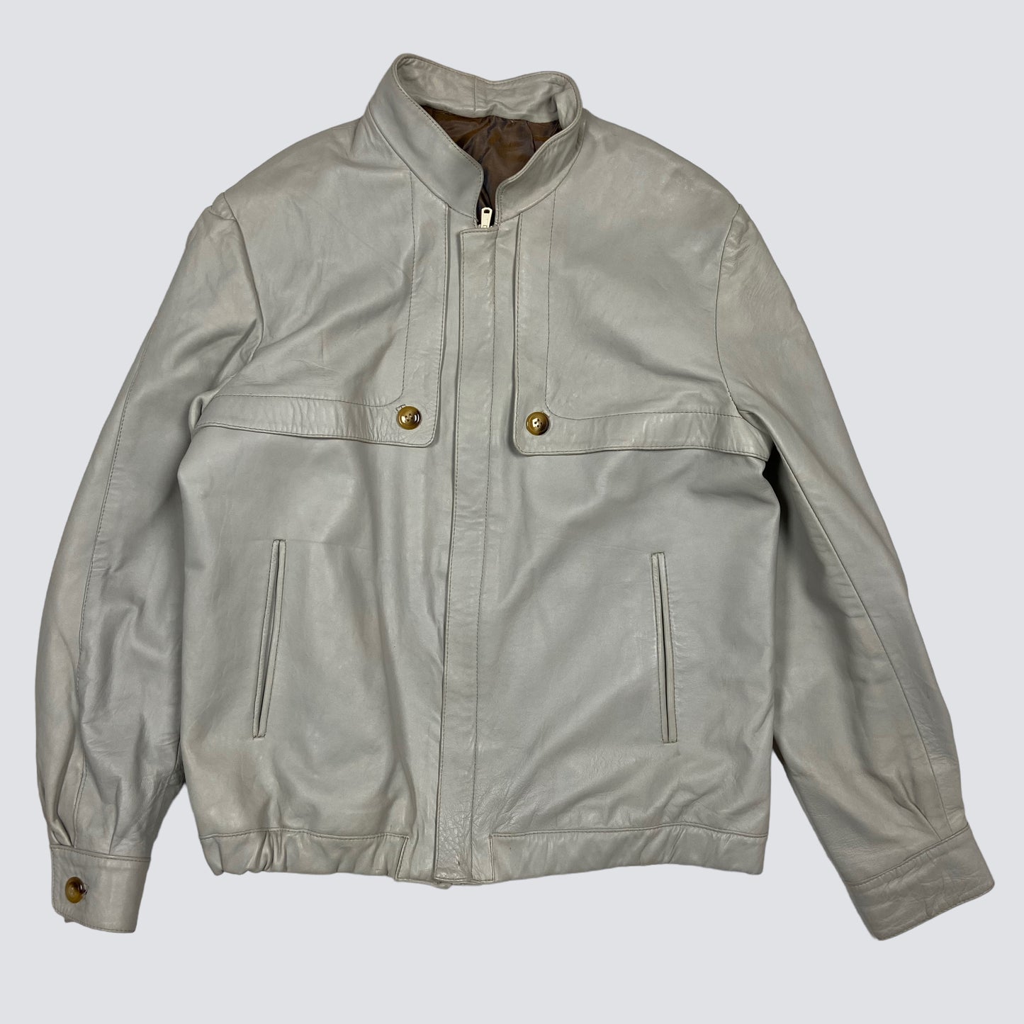 1990s VINTAGE MINIMALISTIC ARCHIVE ECO LEATHER JACKET