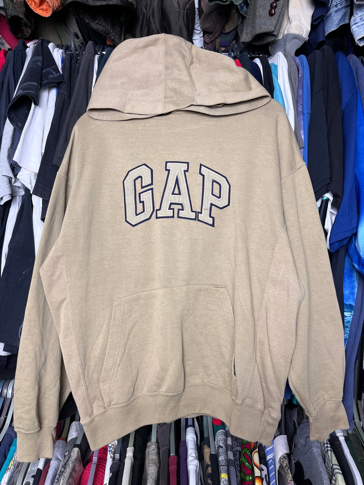 1990s GAP CREAM BEIGE REVERSE WAVE FADED HOODIE