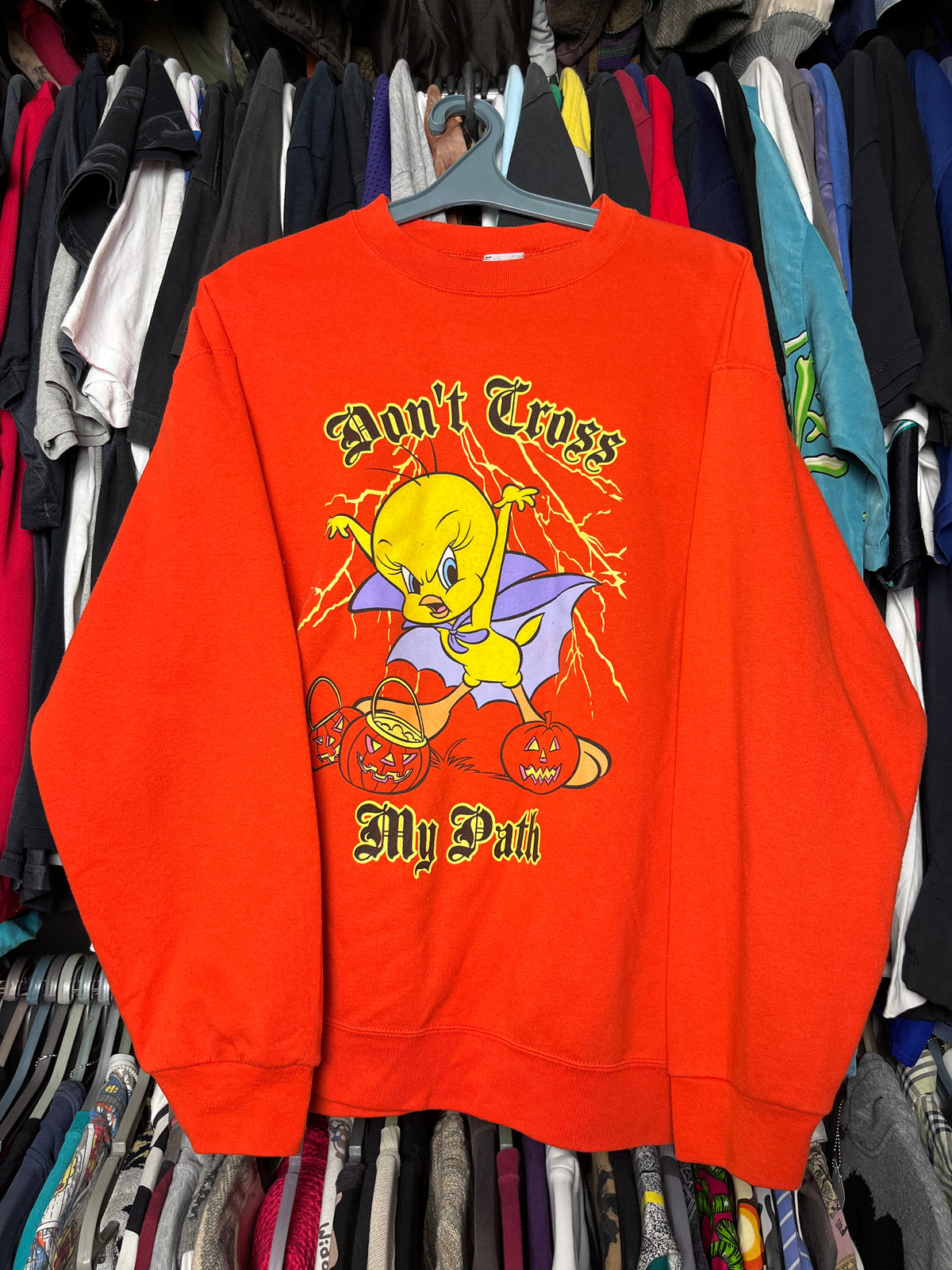 1990s TWEETY HALLOWEEN "DON'T CROSS MY PATH" SWEATSHIRT