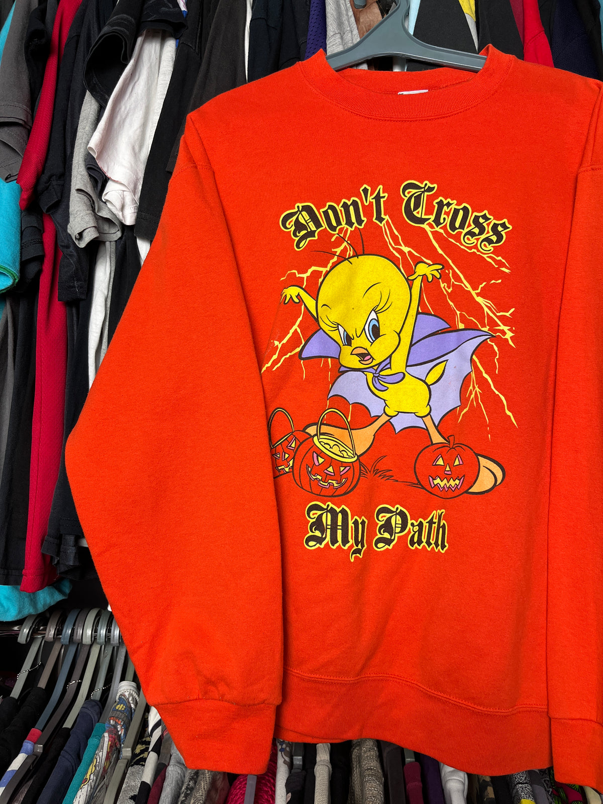 1990s TWEETY HALLOWEEN "DON'T CROSS MY PATH" SWEATSHIRT