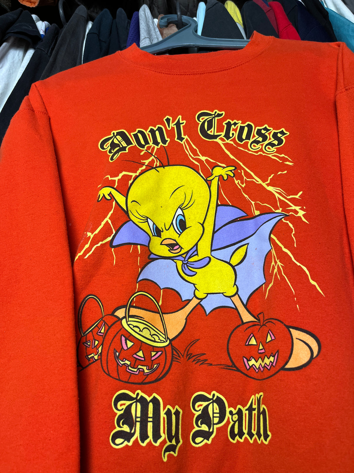 1990s TWEETY HALLOWEEN "DON'T CROSS MY PATH" SWEATSHIRT