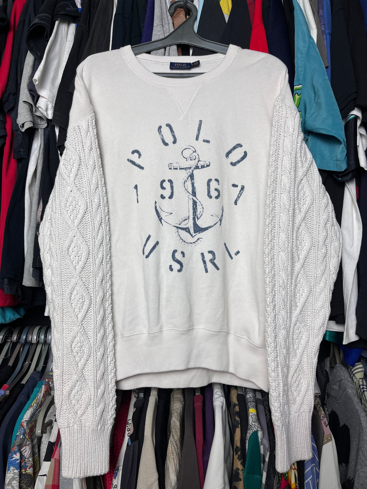 POLO RALPH LAUREN USRL 1967 ARAN-KNIT SLEEVE ANCHOR SWEATSHIRT