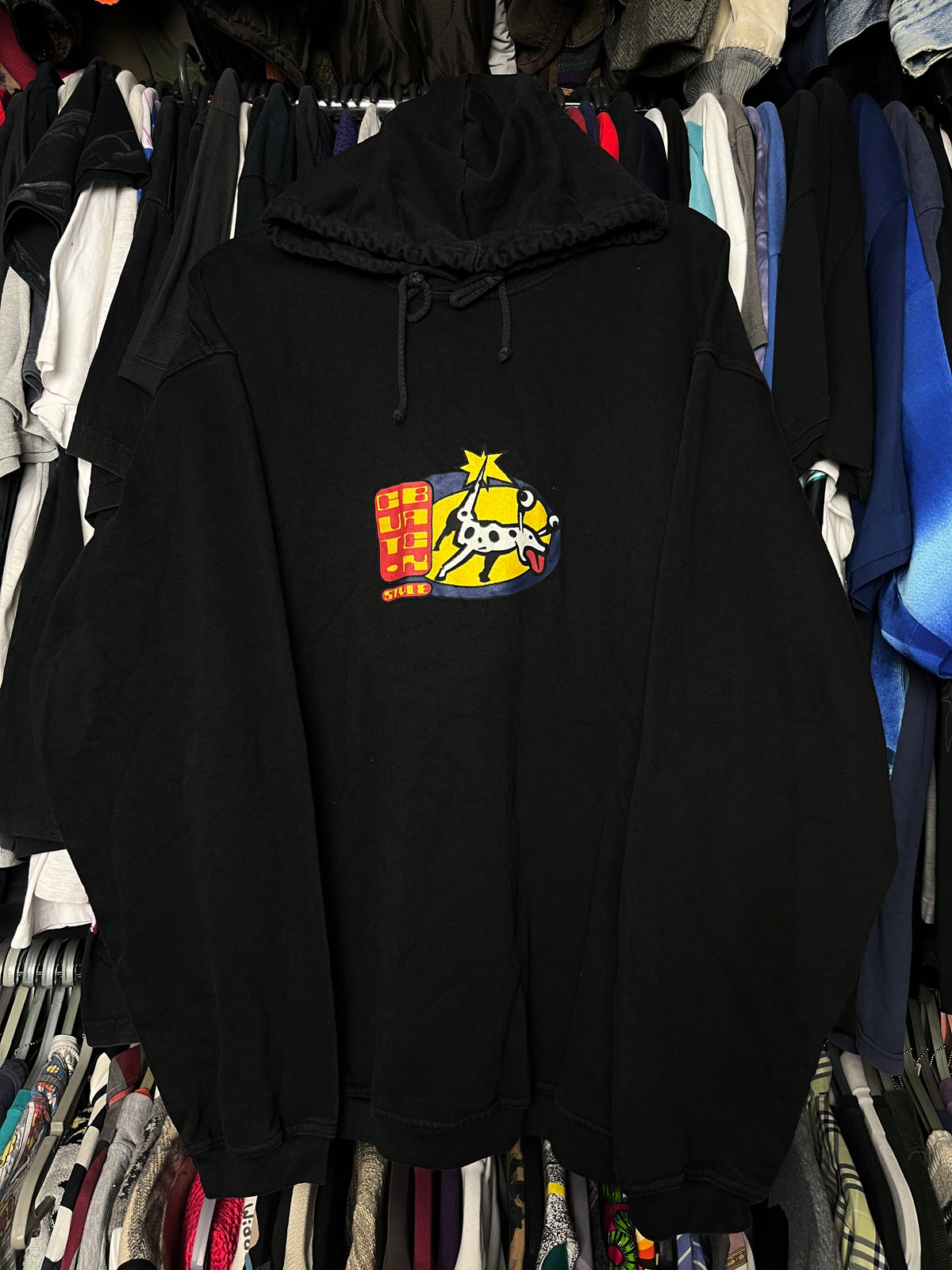 1980s "PSYCHEDELIC DOG" POP ART CUT BACK HOODIE
