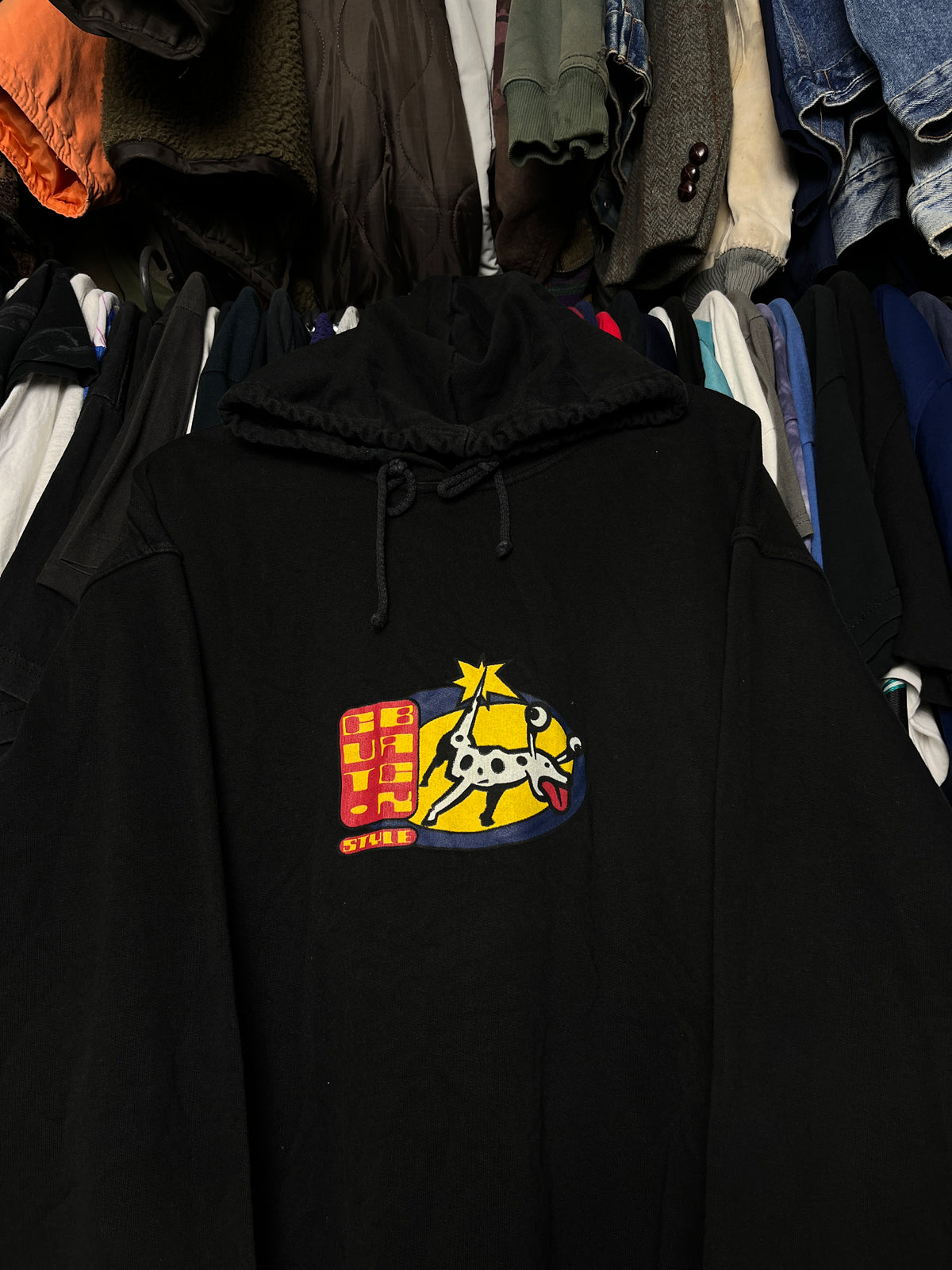 1980s "PSYCHEDELIC DOG" POP ART CUT BACK HOODIE