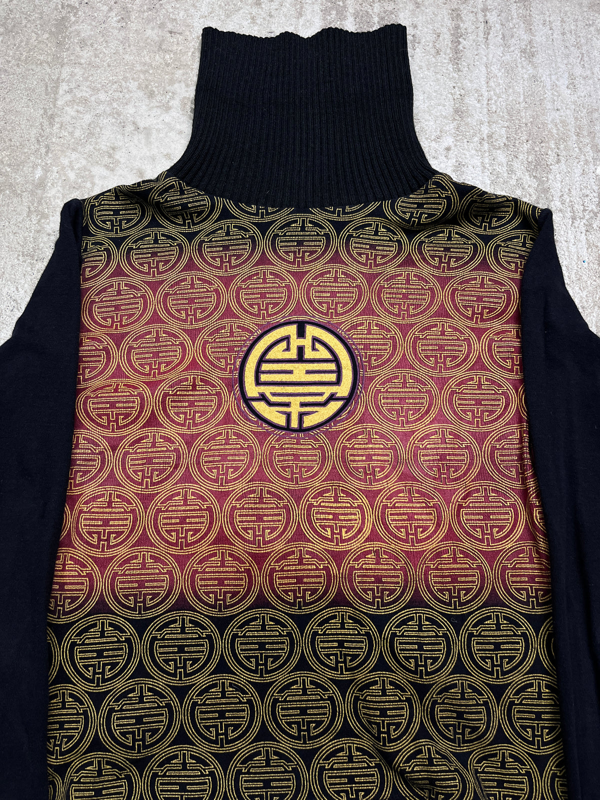 2000s DONNA KARAN BOHEMIAN ETNO MONOGRAM MOCK NECK KNIT