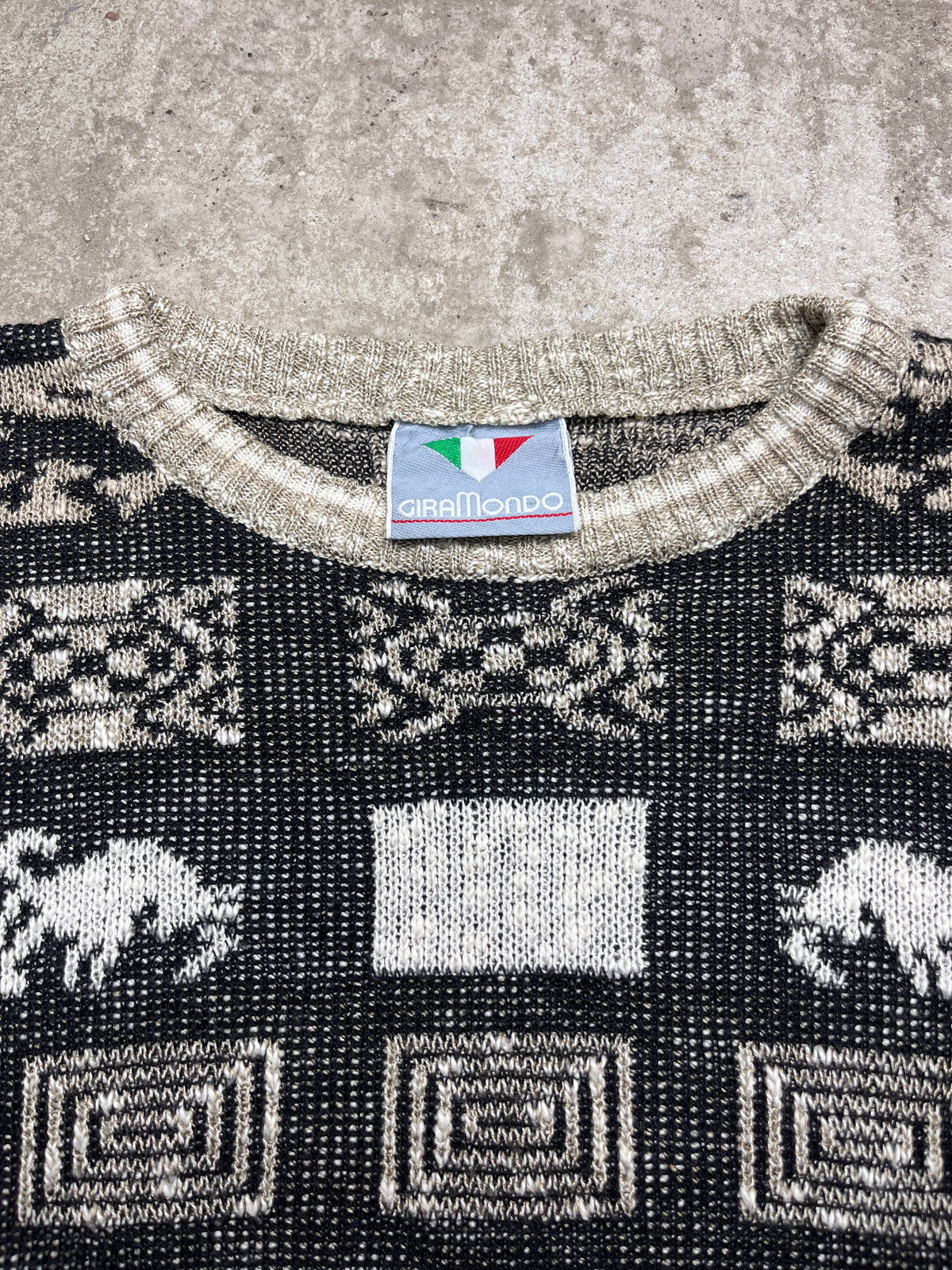 1980s GEOMETRIC NORDIC INSPIRED PATTERN ITALIAN GRANDPA SWEATER