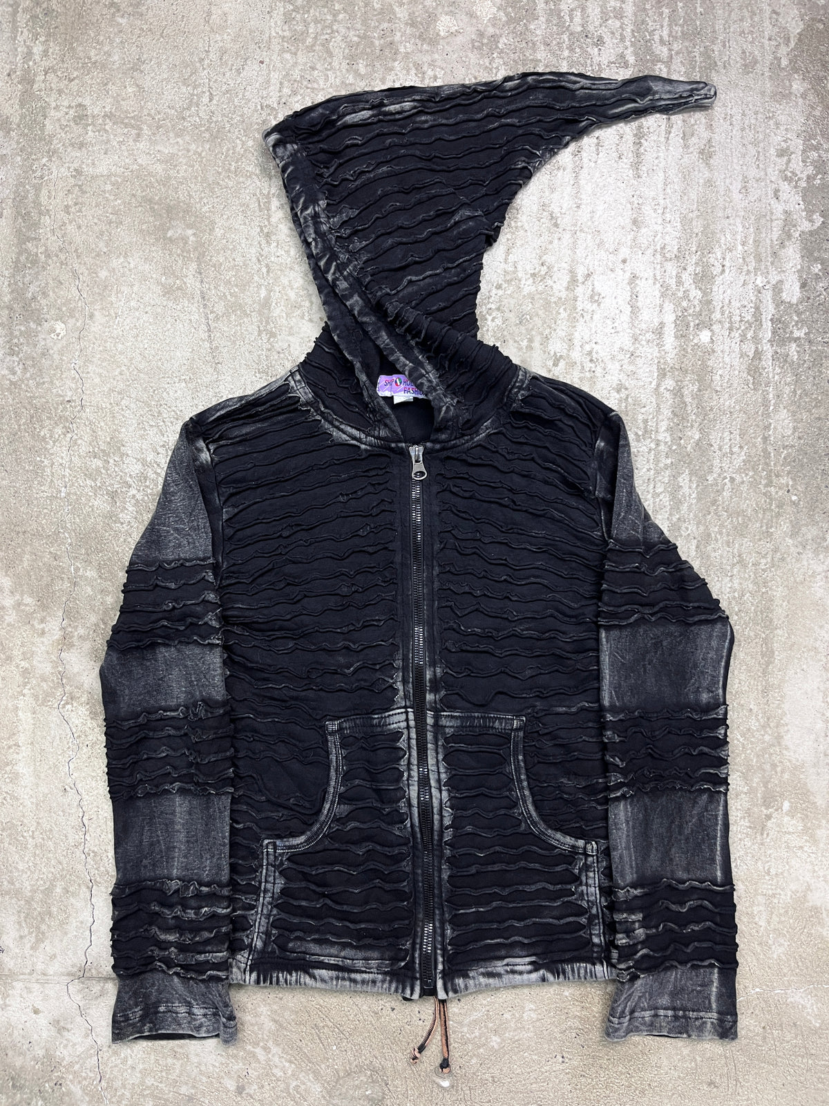 GOTHIC PIXIE PATCHWORKED CYBER HIPPIE HOODIE 2000s
