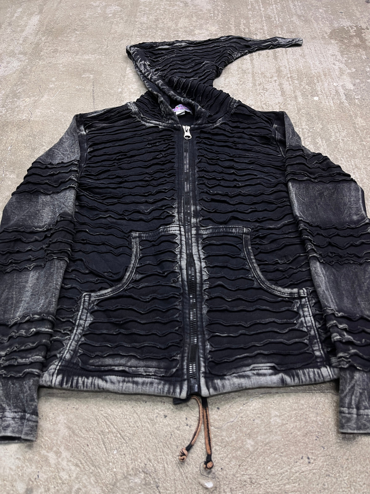 GOTHIC PIXIE PATCHWORKED CYBER HIPPIE HOODIE 2000s