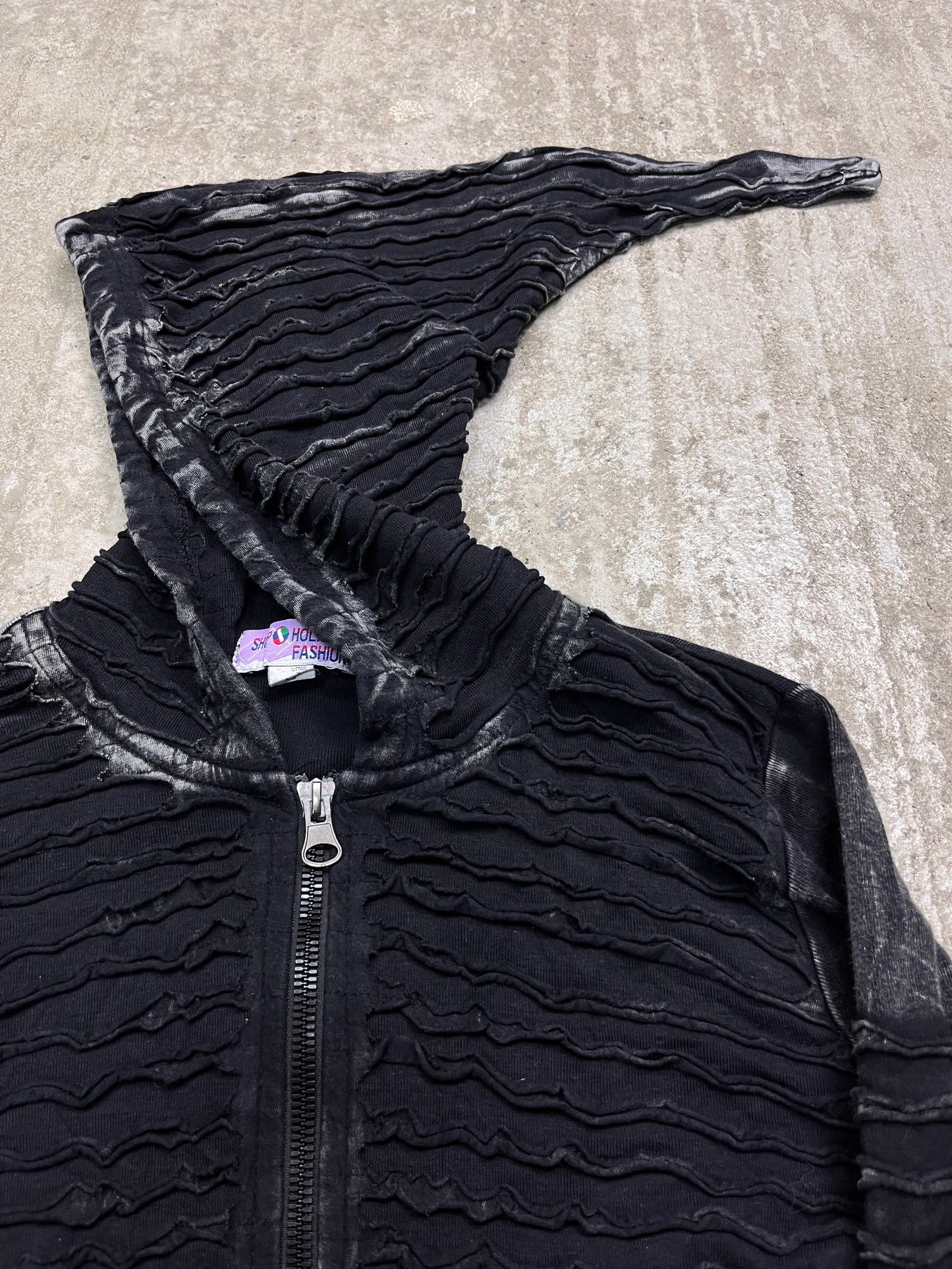 GOTHIC PIXIE PATCHWORKED CYBER HIPPIE HOODIE 2000s