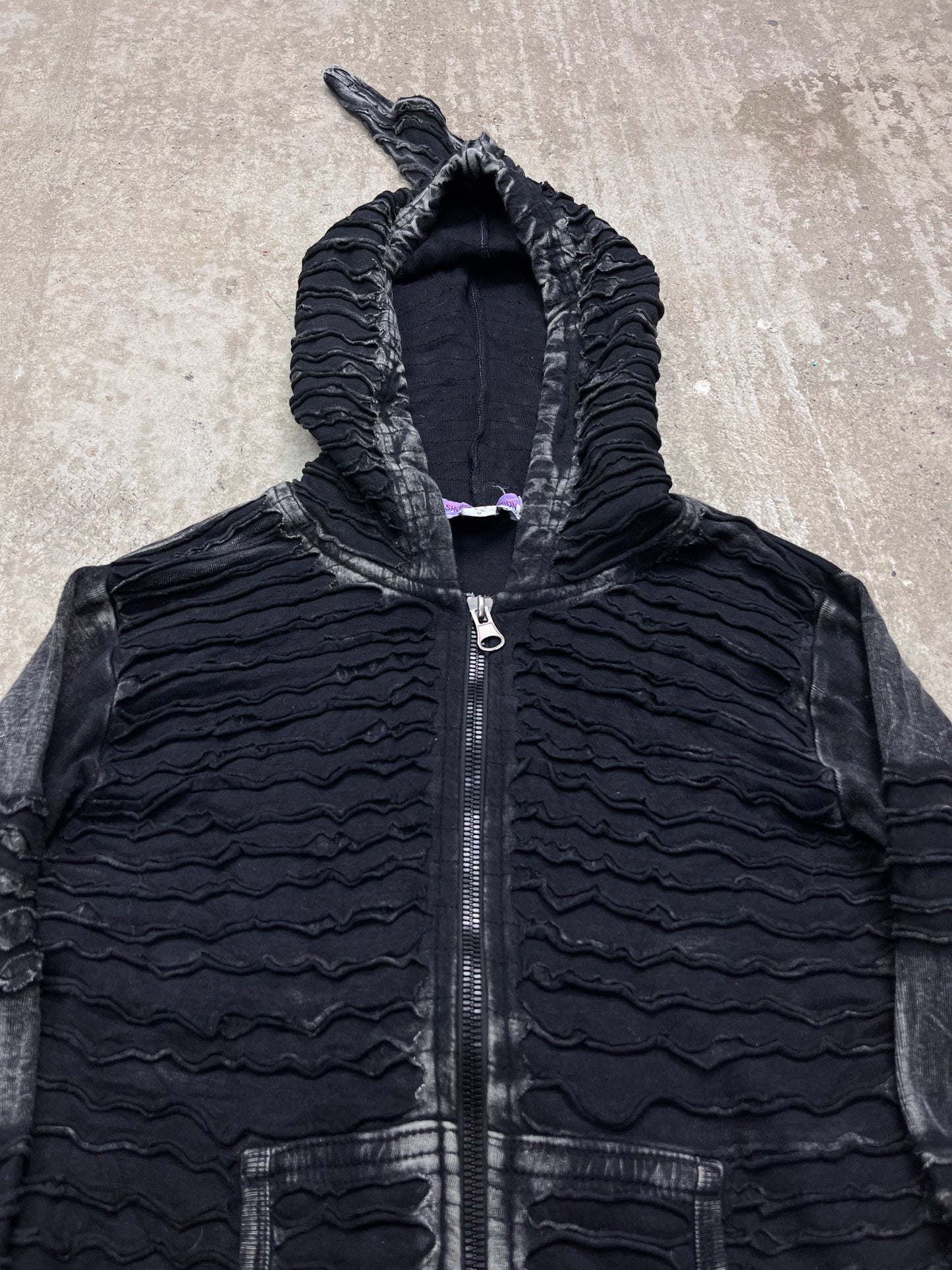 GOTHIC PIXIE PATCHWORKED CYBER HIPPIE HOODIE 2000s