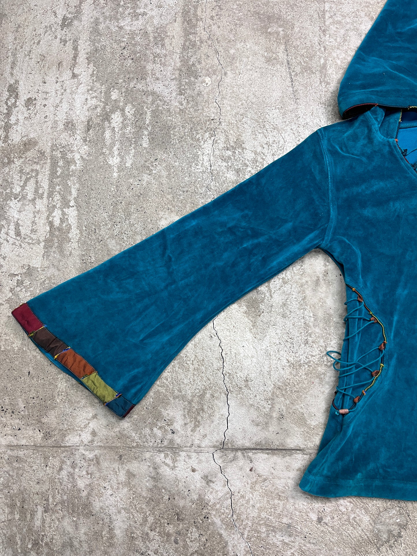 VELOUR FAERIE NEPALESE ETHNIC HIPPIE HOODIE 2000s