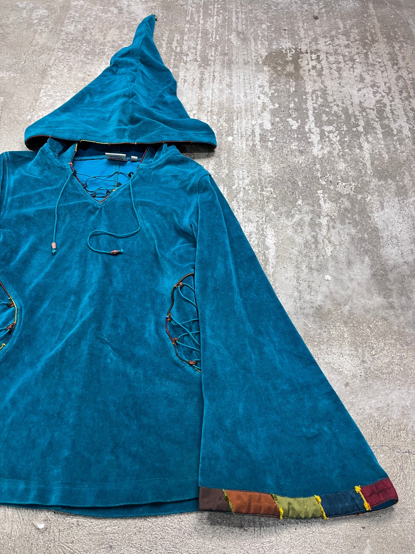 VELOUR FAERIE NEPALESE ETHNIC HIPPIE HOODIE 2000s