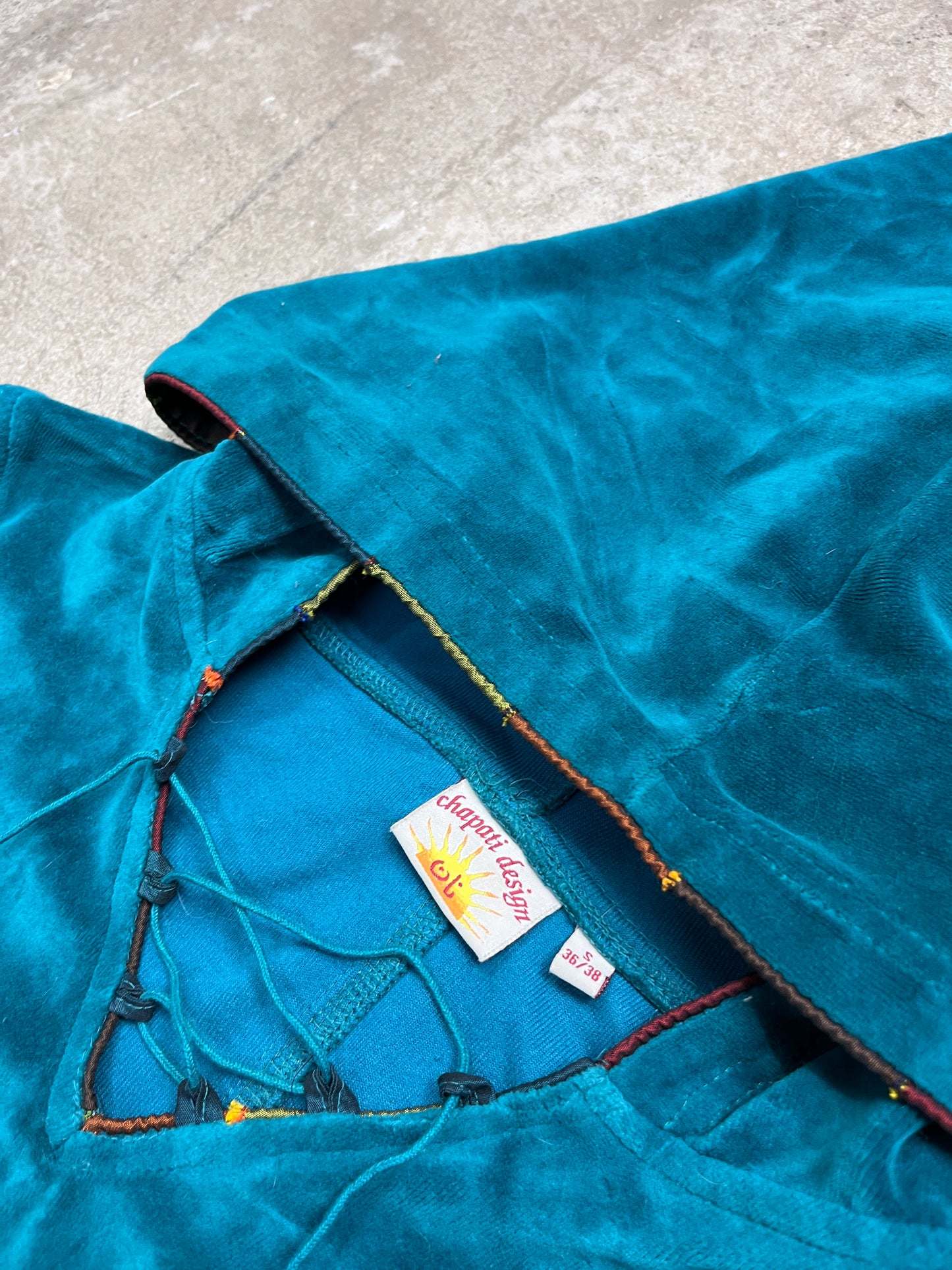VELOUR FAERIE NEPALESE ETHNIC HIPPIE HOODIE 2000s