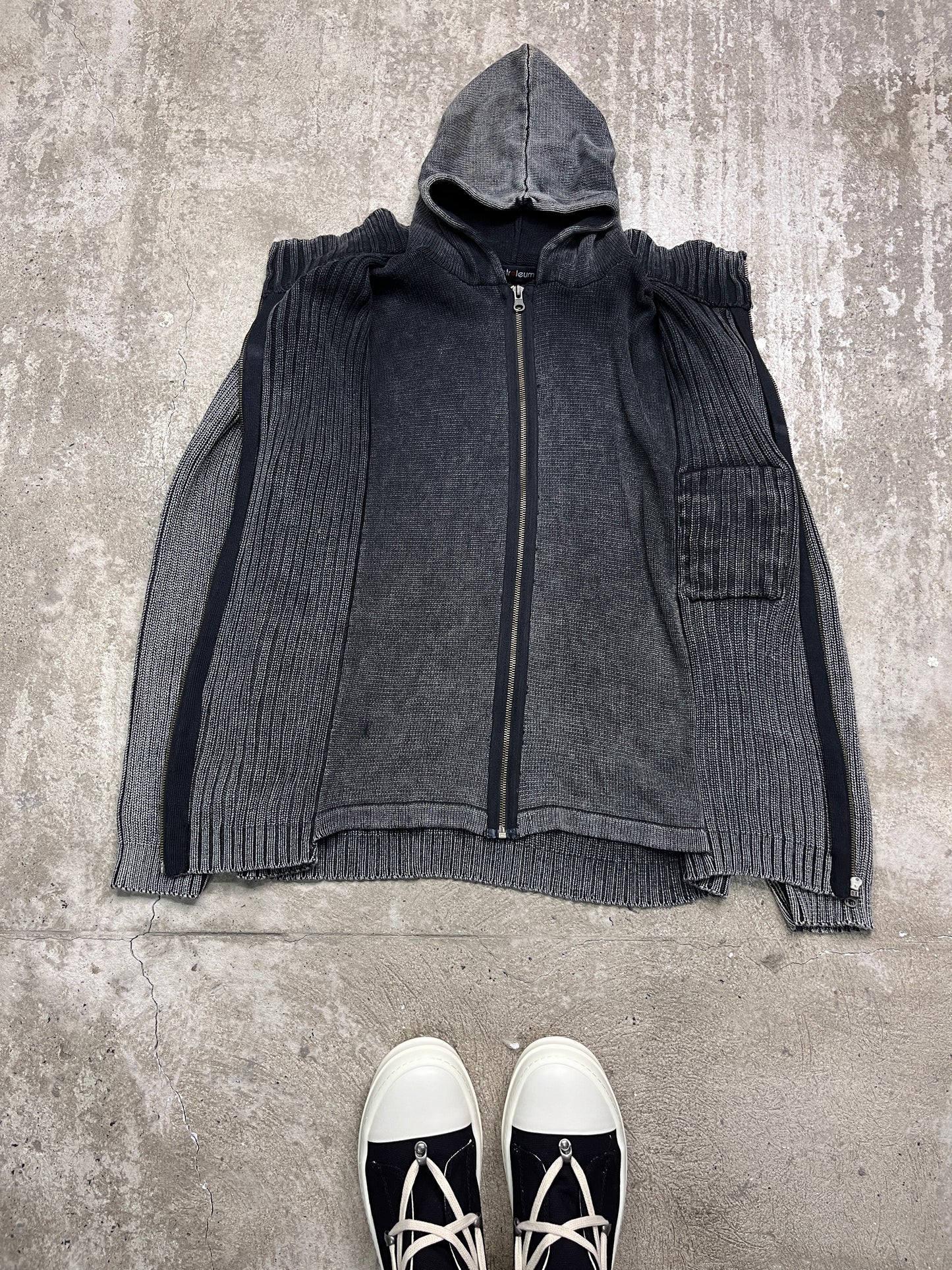 FADED CORROSION MULTIPOCKET HOODED ZIP KNIT 2000s