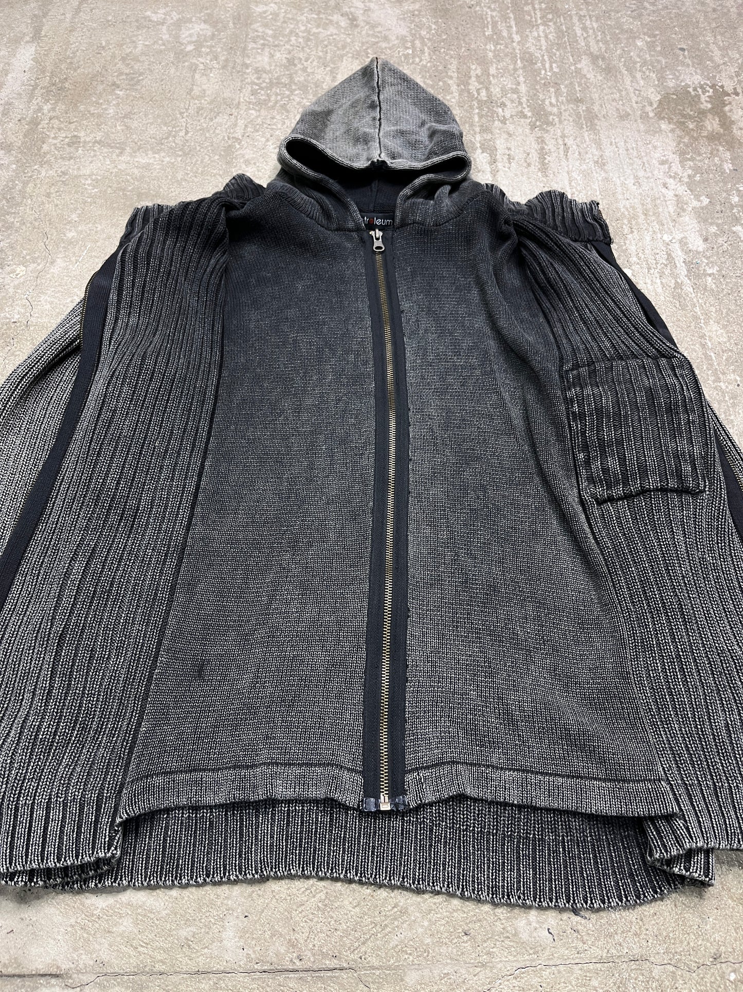 FADED CORROSION MULTIPOCKET HOODED ZIP KNIT 2000s