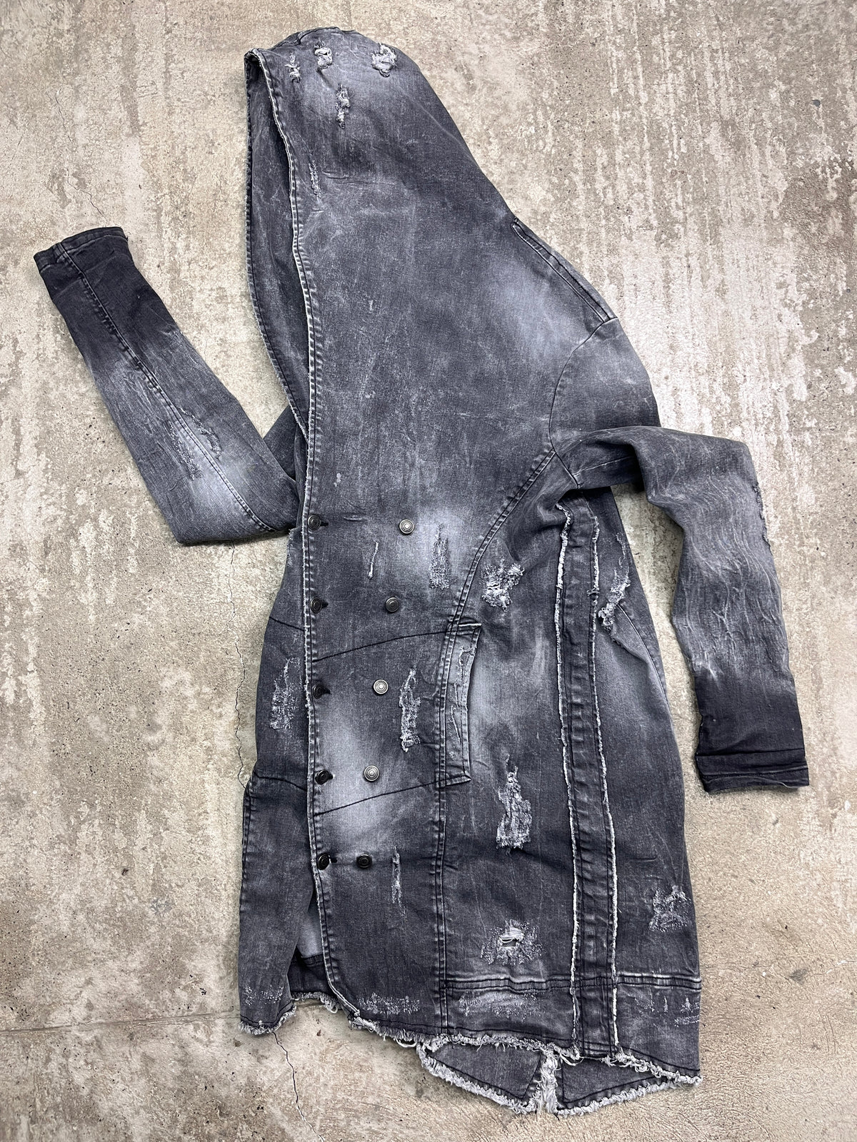XAGON MAN ITALIAN DISTRESSED FADED DENIM COAT JACKET 2000s