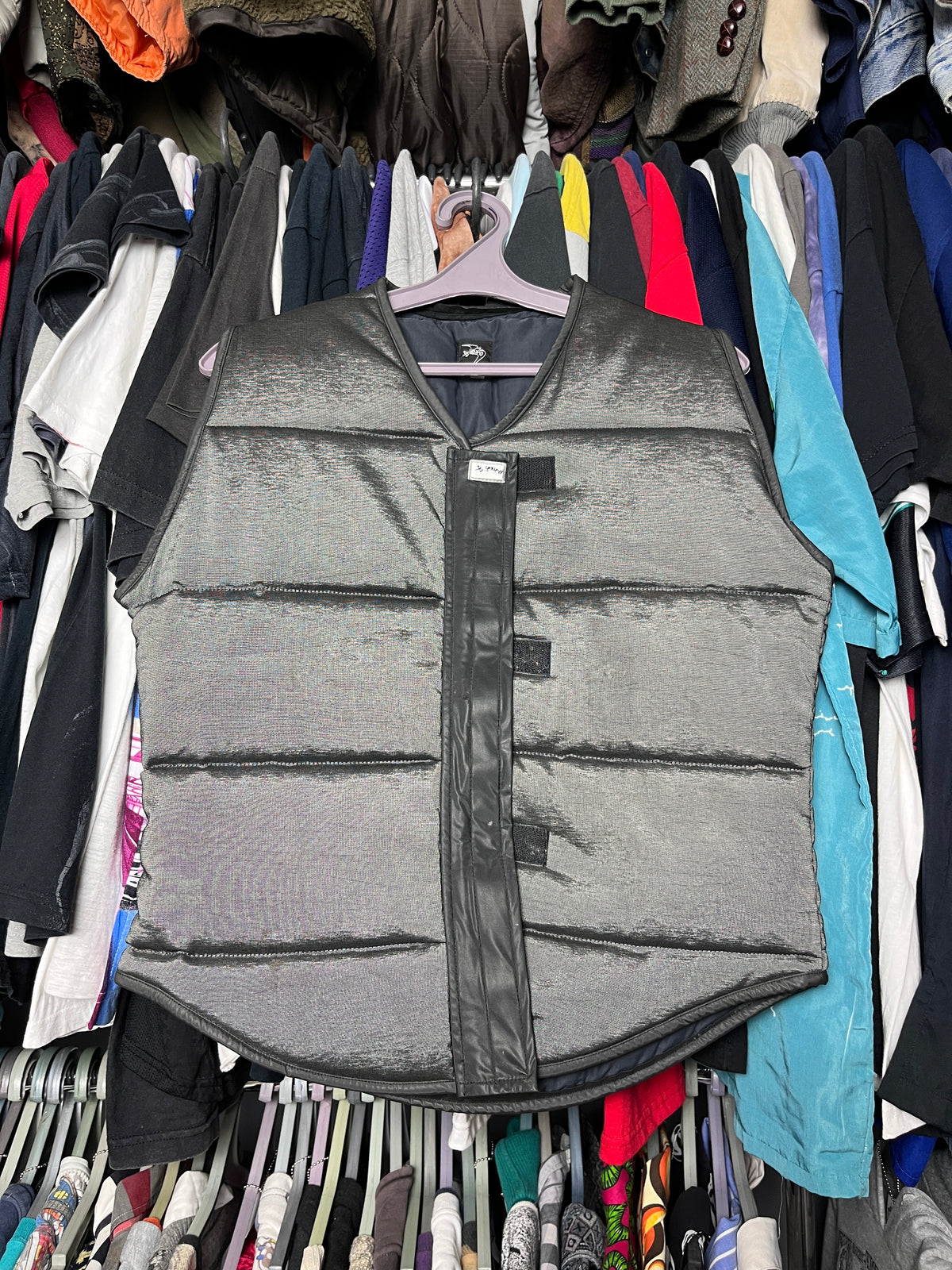 1980s B.YOUNG FRANCE METALLIC QUILTED PUFF TECH VEST