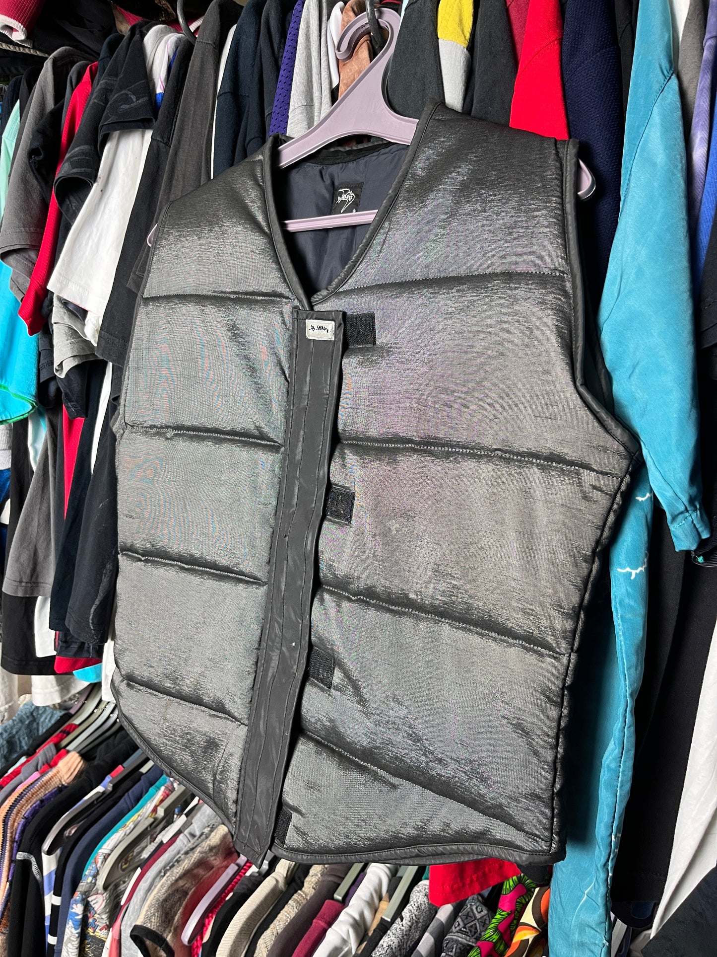 1980s B.YOUNG FRANCE METALLIC QUILTED PUFF TECH VEST