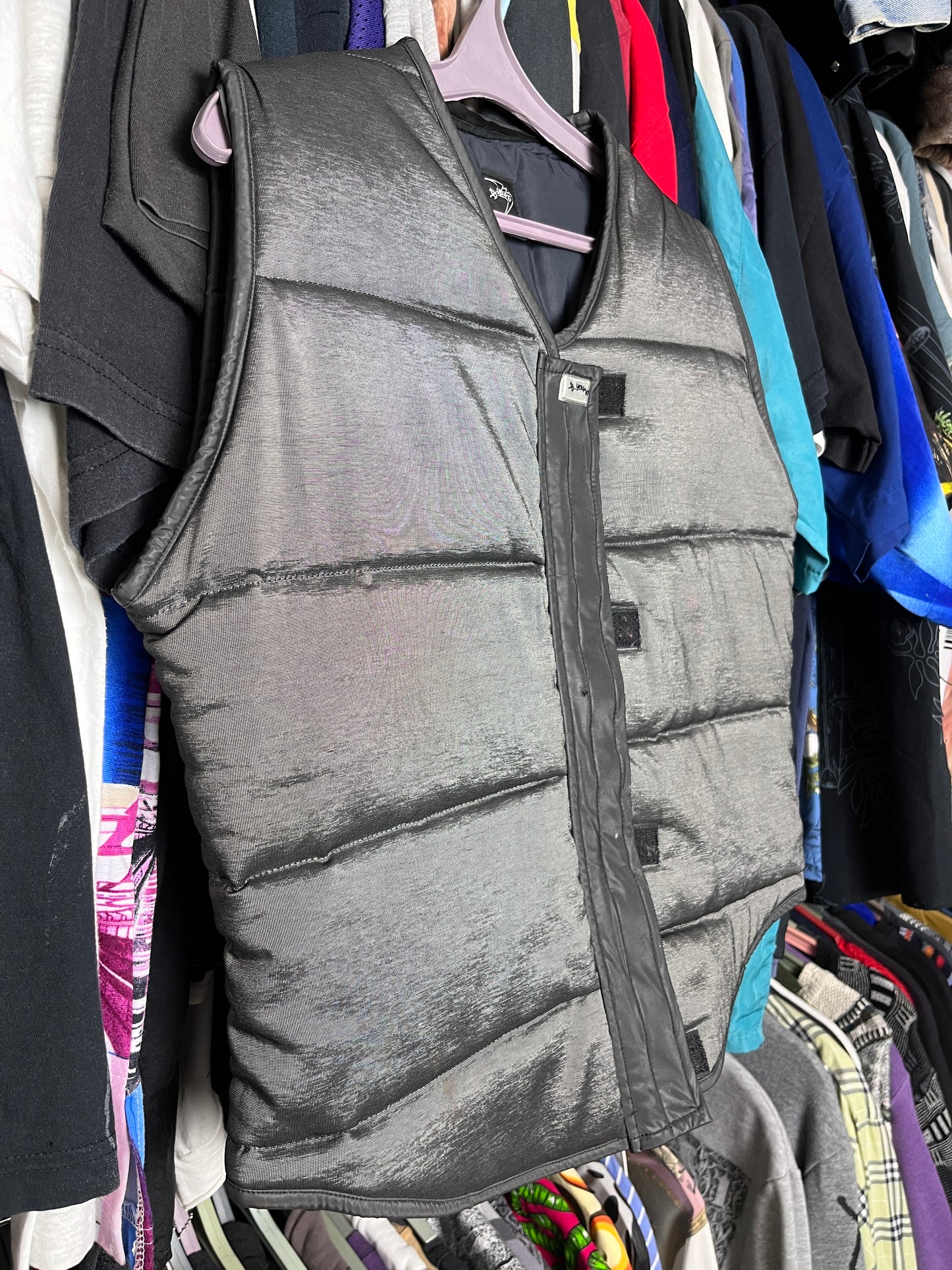 1980s B.YOUNG FRANCE METALLIC QUILTED PUFF TECH VEST