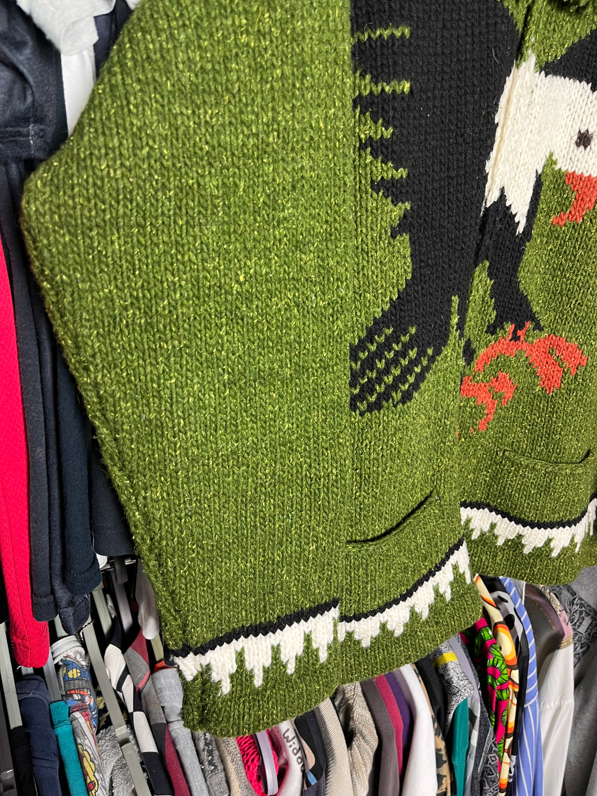 1980s HANDKNITTED WILD EAGLE HOODED JACKET