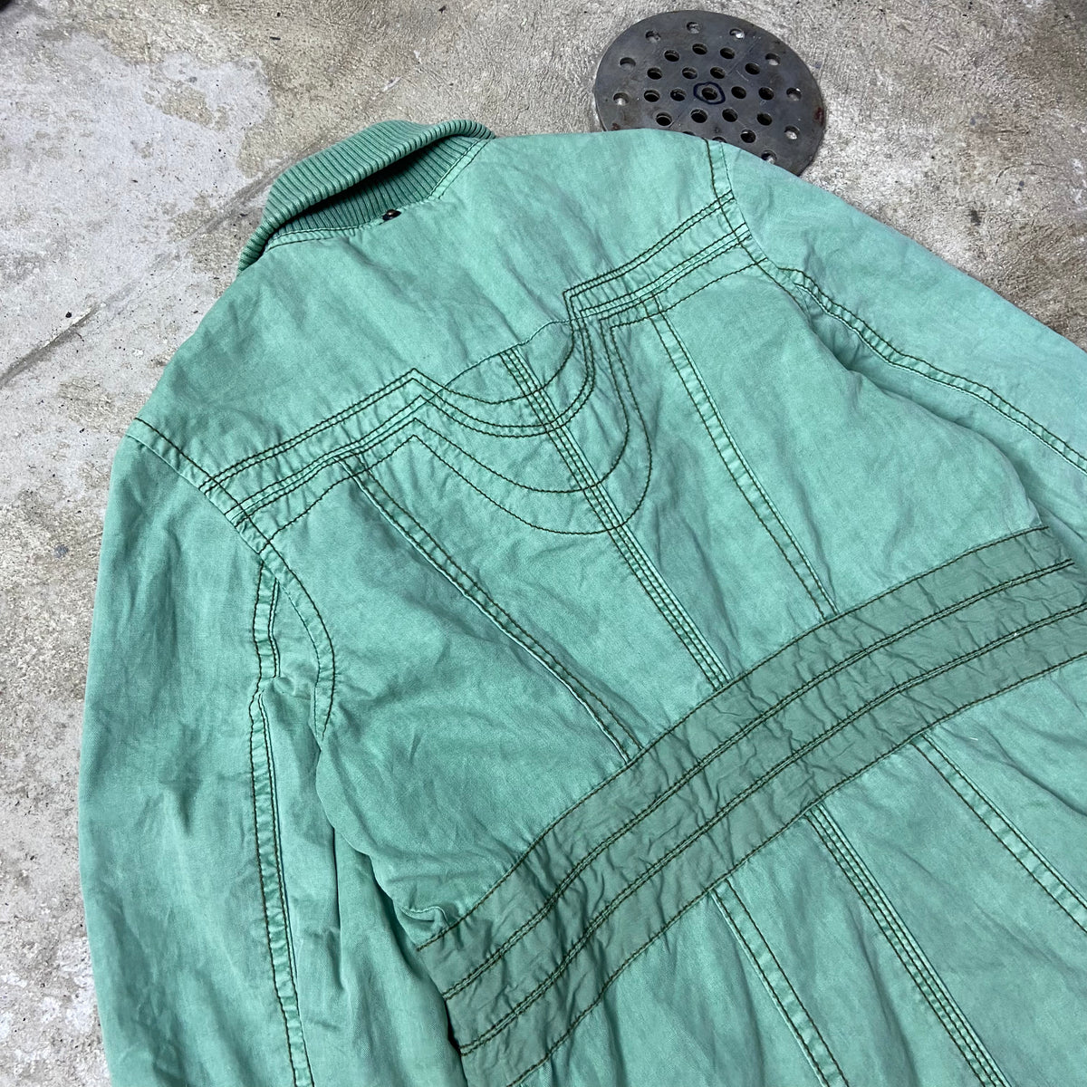 1990s JET LAG RECONSTRUCTED DENIM TRENCH JACKET