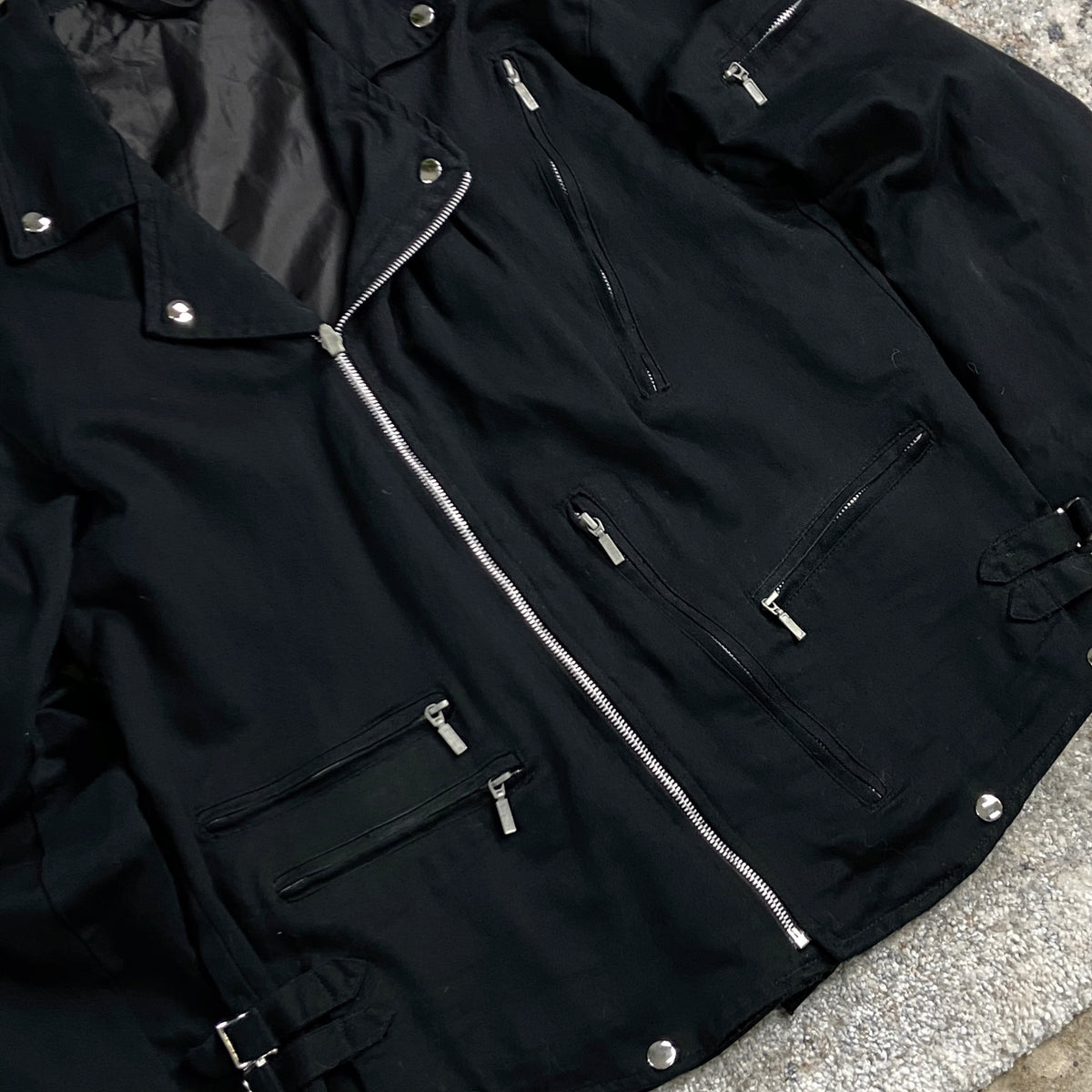 SPIRAL BIKER BONDAGE DENIM JACKET 1990s