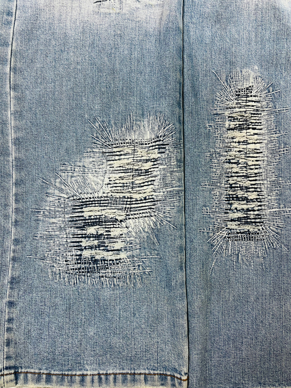 1990s DISTRESSED REPAIRED FADED DENIM PANTS