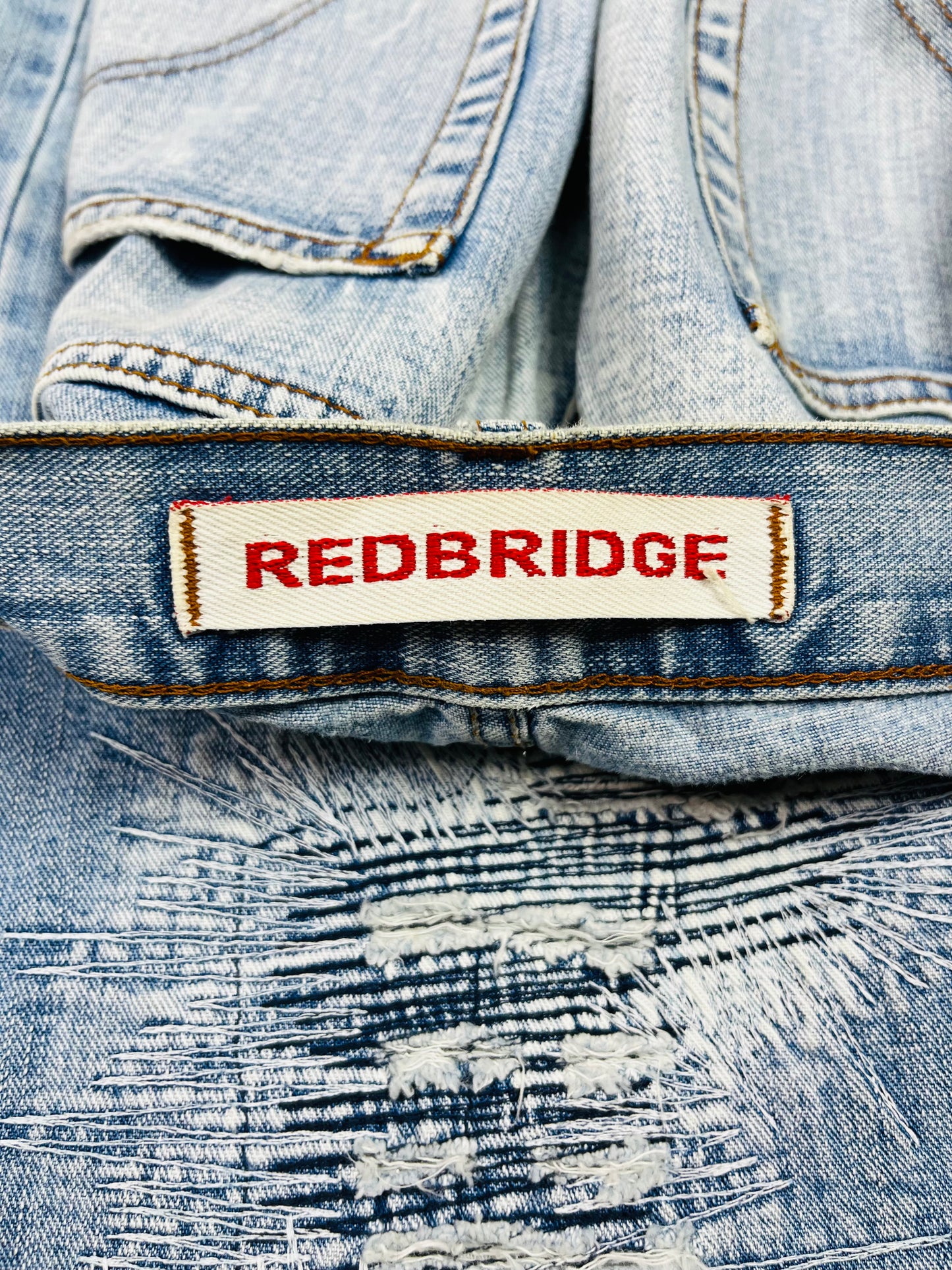 1990s DISTRESSED REPAIRED FADED DENIM PANTS