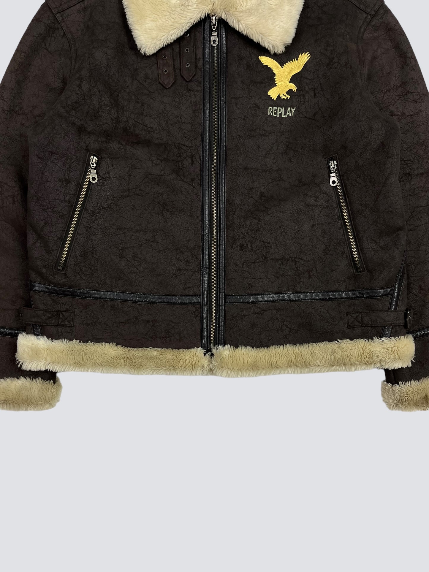 REPLAY B3 VELOUR SHERPA FLIGHT AVIATOR JACKET 1980s