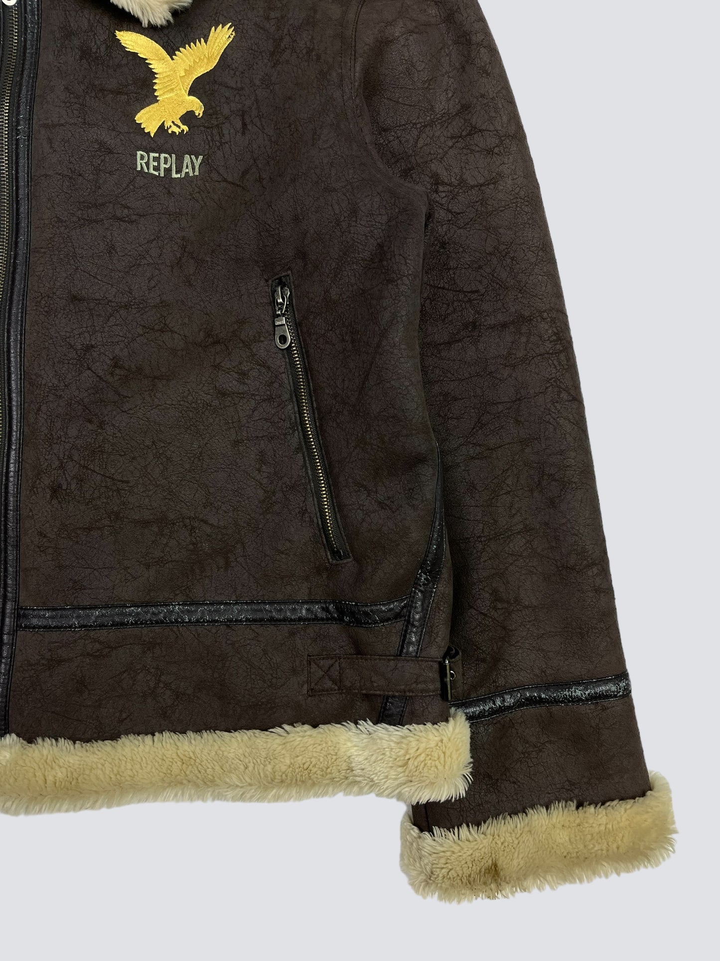 REPLAY B3 VELOUR SHERPA FLIGHT AVIATOR JACKET 1980s