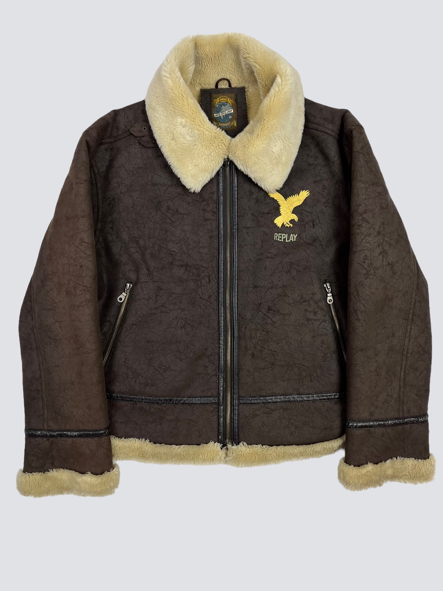 REPLAY B3 VELOUR SHERPA FLIGHT AVIATOR JACKET 1980s