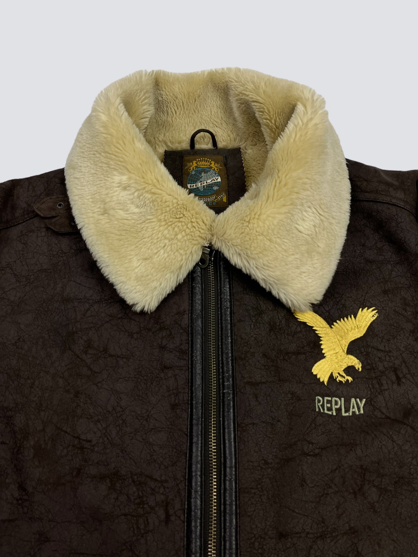 REPLAY B3 VELOUR SHERPA FLIGHT AVIATOR JACKET 1980s