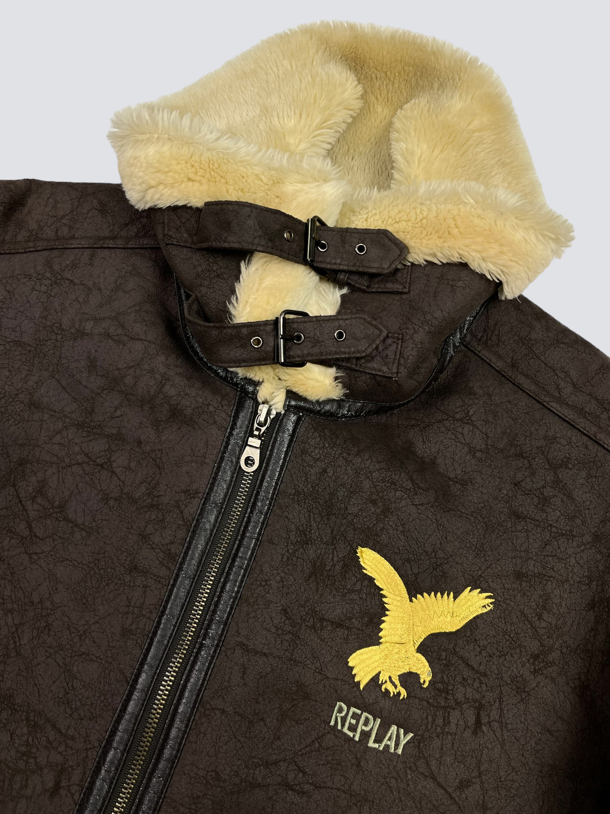 REPLAY B3 VELOUR SHERPA FLIGHT AVIATOR JACKET 1980s