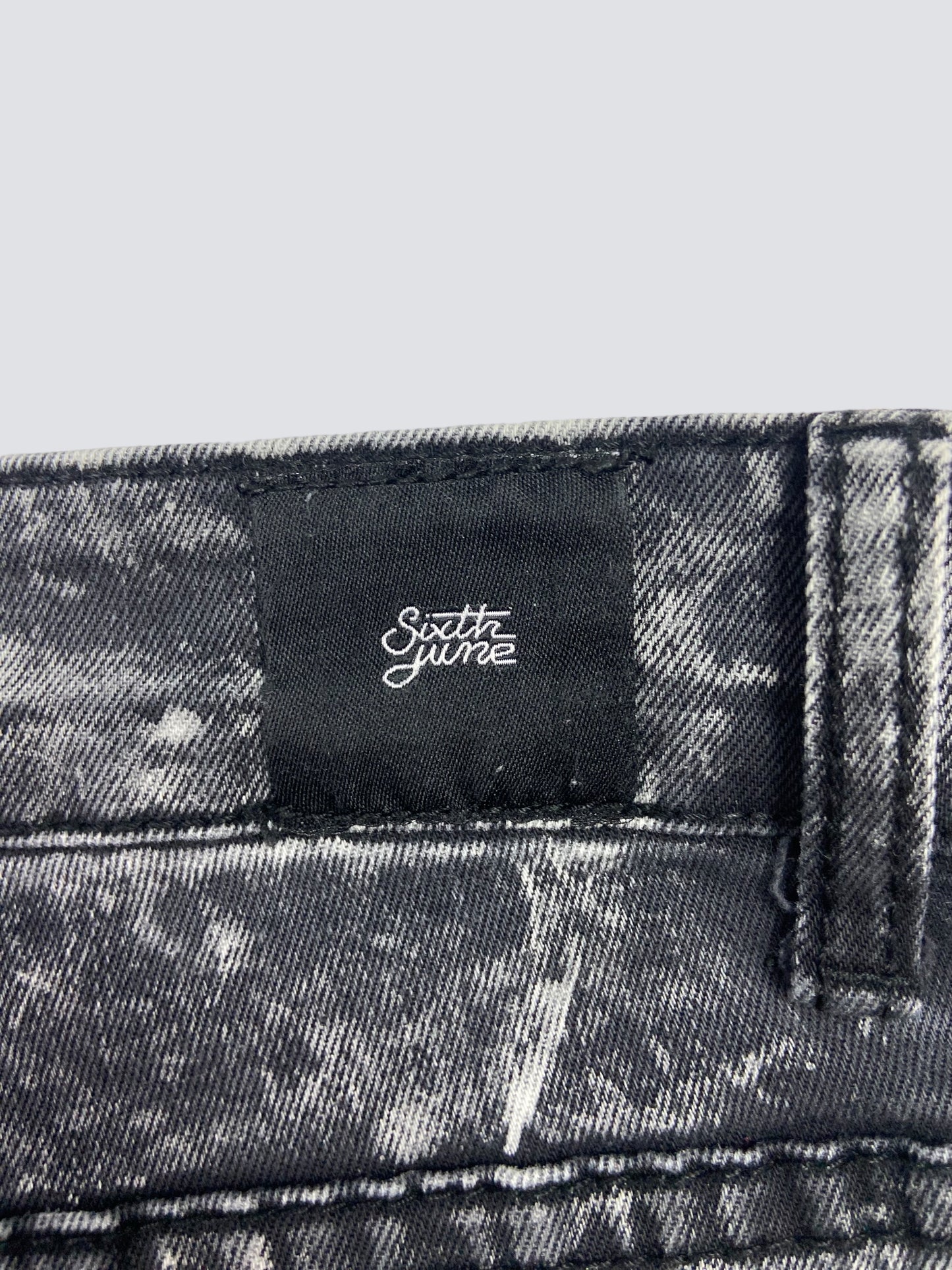 STONE WASHED DISTRESSED FADED DENIM REPPAIRED PANTS