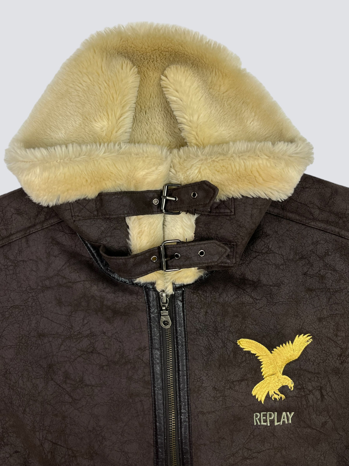 REPLAY B3 VELOUR SHERPA FLIGHT AVIATOR JACKET 1980s