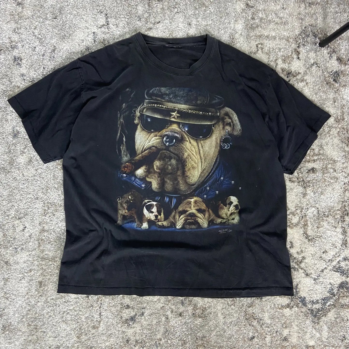 1990s SWAG BULLDOG SUN FADED TEE