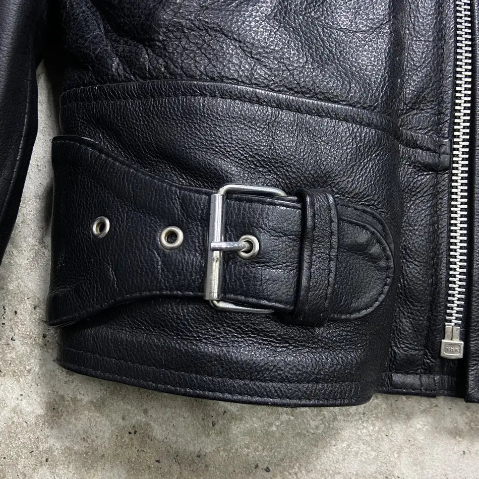 1980s VINTAGE REAL LEATHER AMAZING QUALITY BIKER JACKET