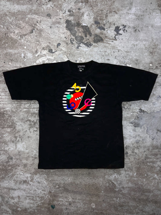 EMBROIDERED GEOMETRY ART BY LAUREL ESCADA TEE 1990s